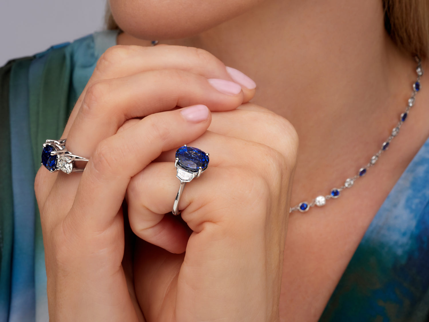 Blue sapphire and diamond jewelry piece from the Sapphire Jewelry collection at Edward's Jewelry