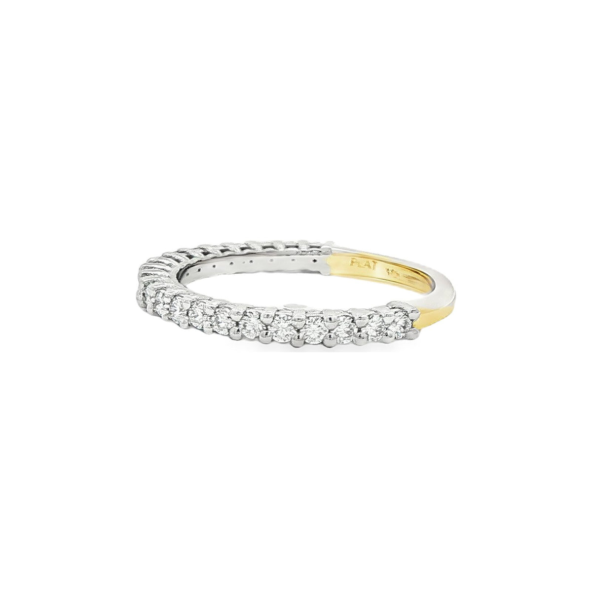 0.44 CT. Shared Prong Round Brilliant Diamond Band in Platinum and 18K Yellow Gold view 2