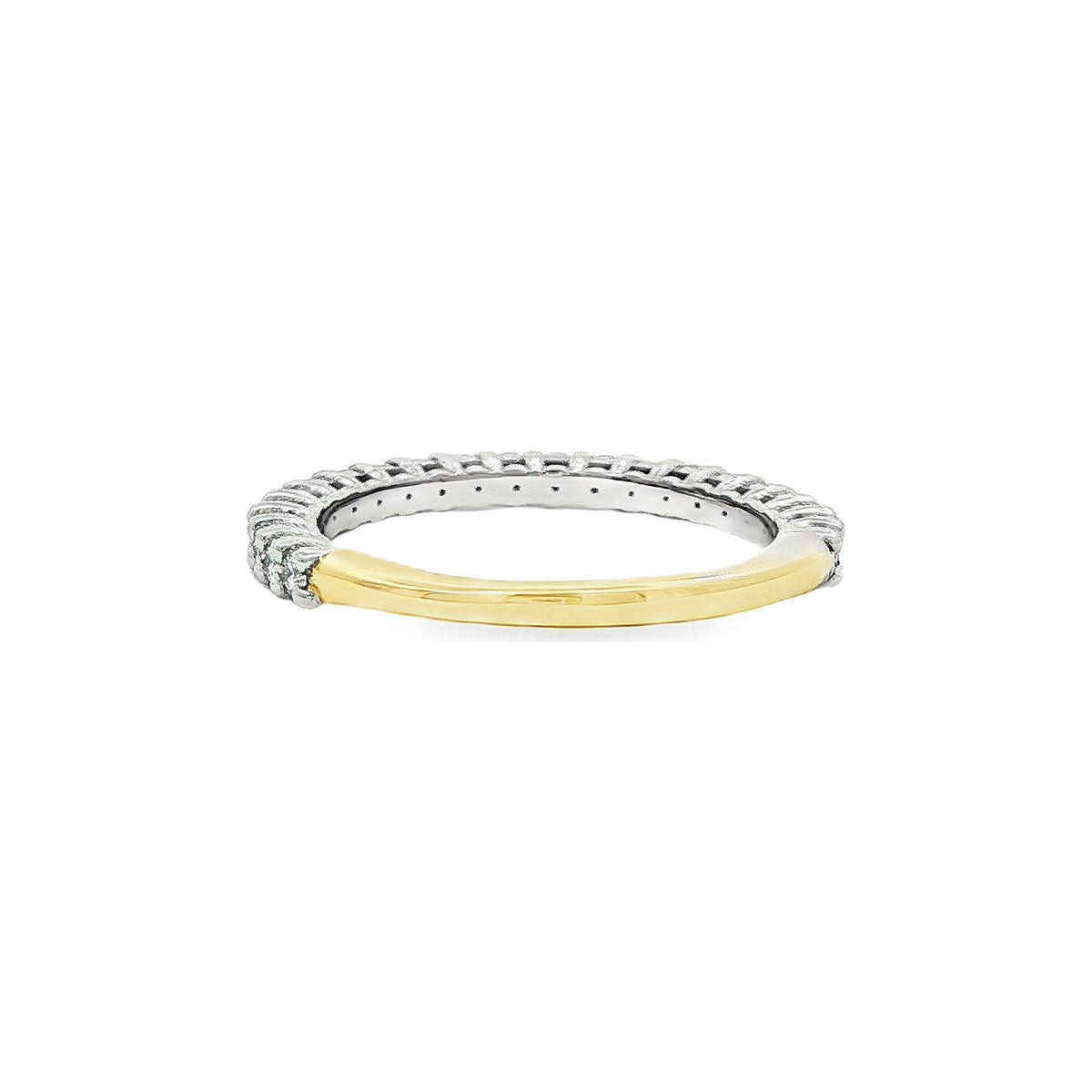0.44 CT. Shared Prong Round Brilliant Diamond Band in Platinum and 18K Yellow Gold view 3