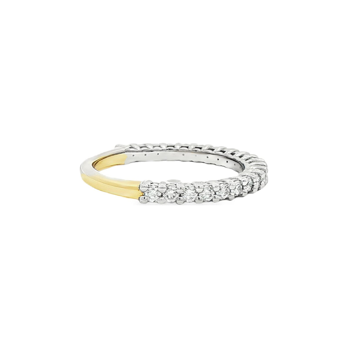0.44 CT. Shared Prong Round Brilliant Diamond Band in Platinum and 18K Yellow Gold view 4