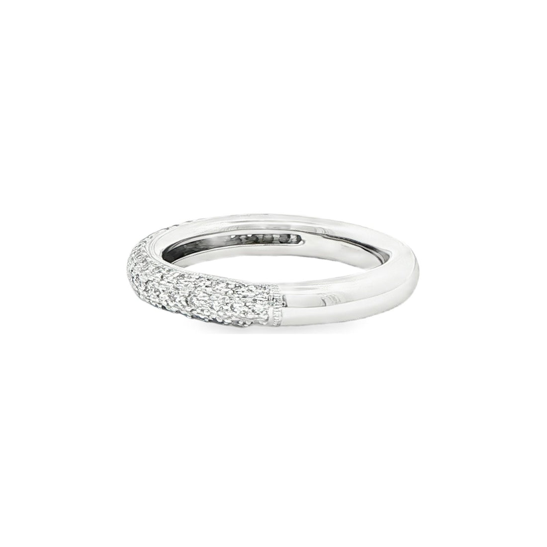 0.81 CT. Round Brilliant Diamond Triple Row Pavé Half Eternity Ring in Platinum view 2