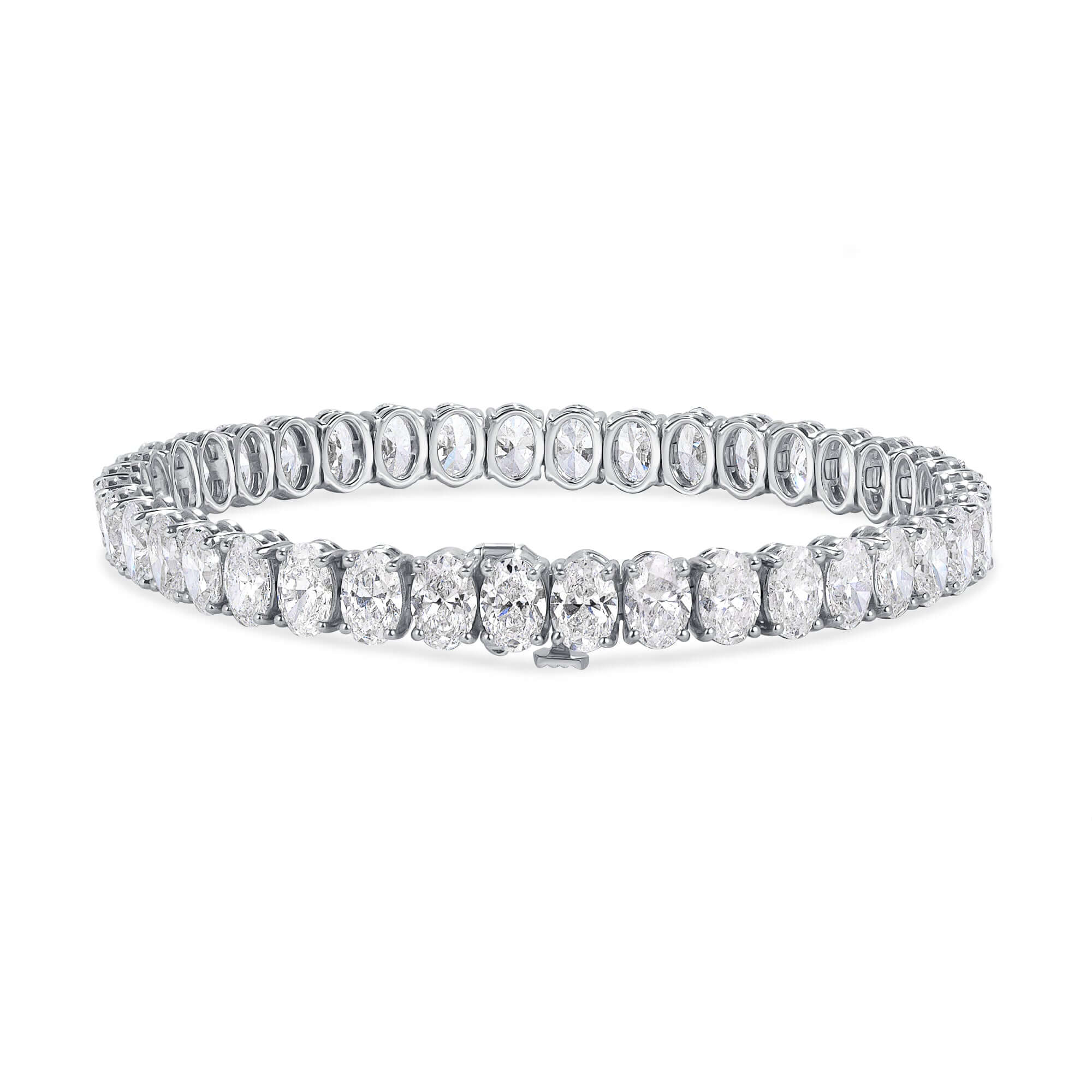 16.07 CT. Oval Cut Diamond Tennis Bracelet in 14K White Gold - Tennis Bracelet