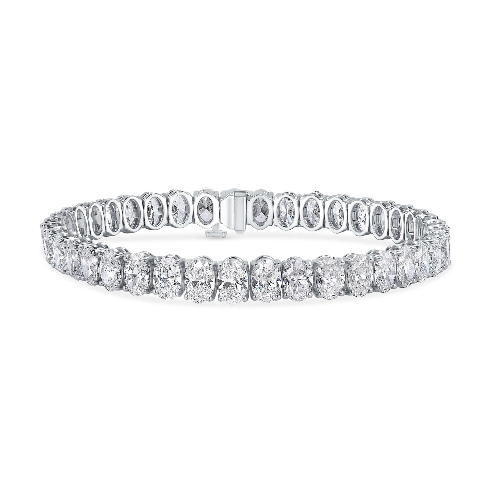 16.07 CT. Oval Cut Diamond Tennis Bracelet in 14K White Gold - Tennis Bracelet