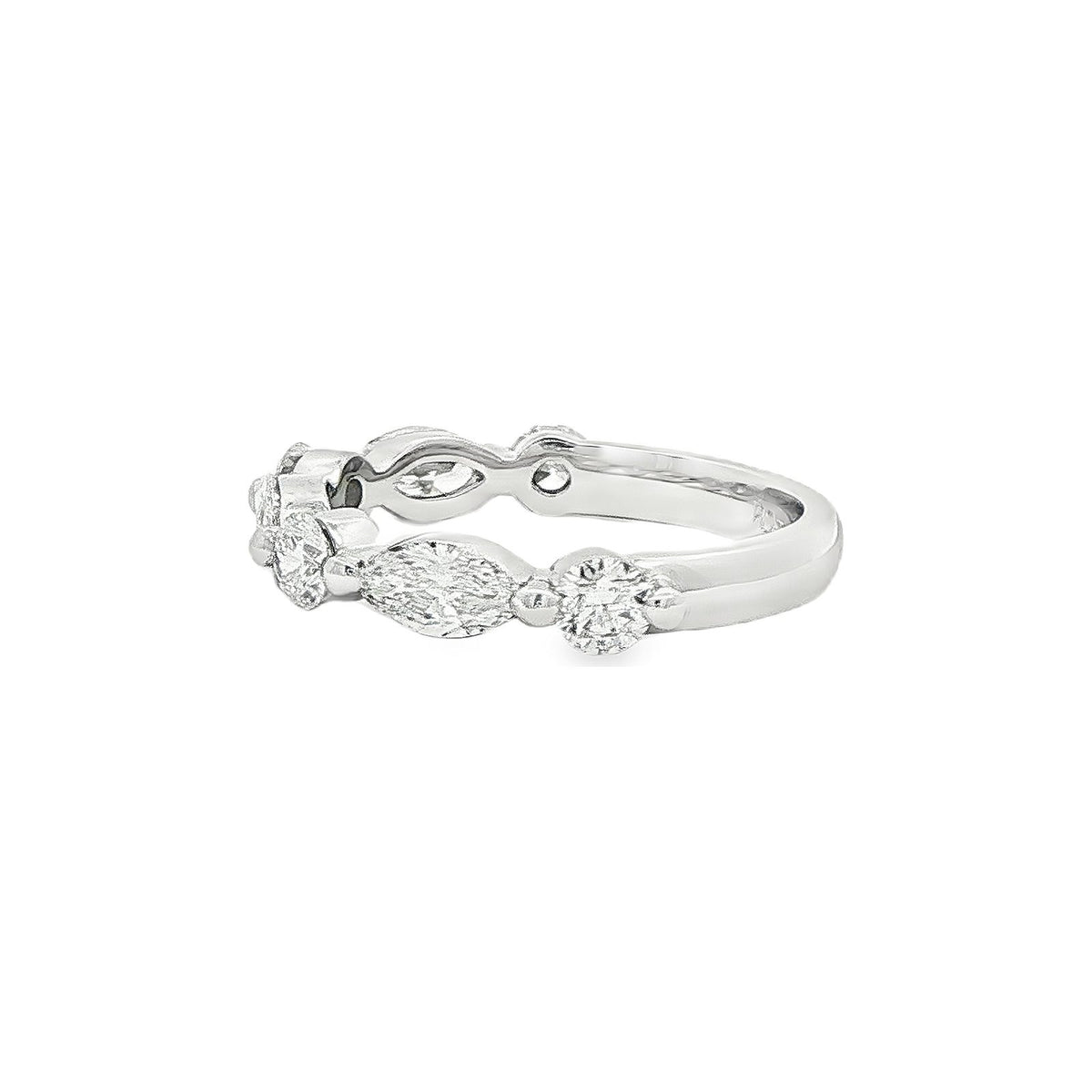 1.35 CT. Alternating Round and Marquise Brilliant Diamond Ring in Platinum view 2