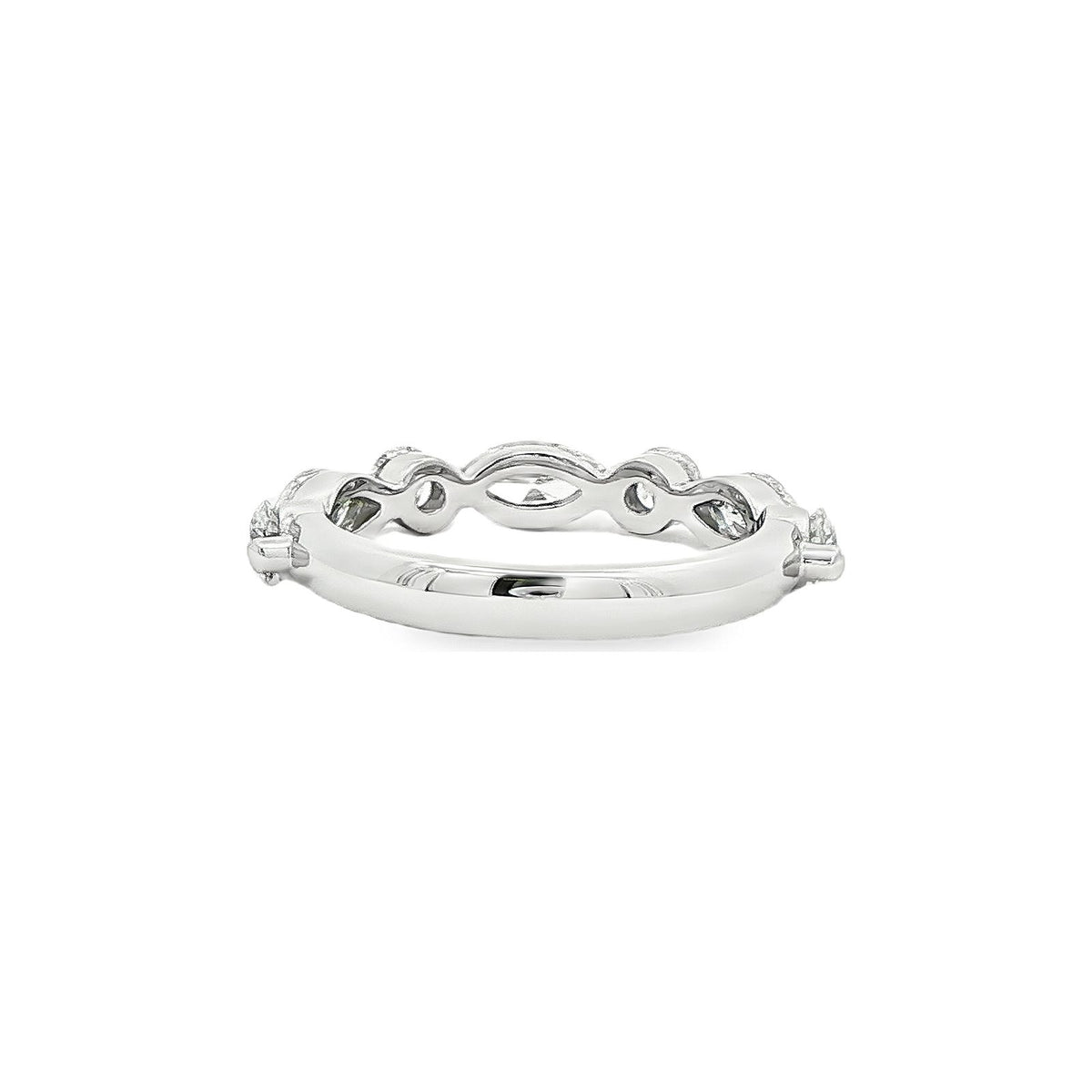 1.35 CT. Alternating Round and Marquise Brilliant Diamond Ring in Platinum view 3