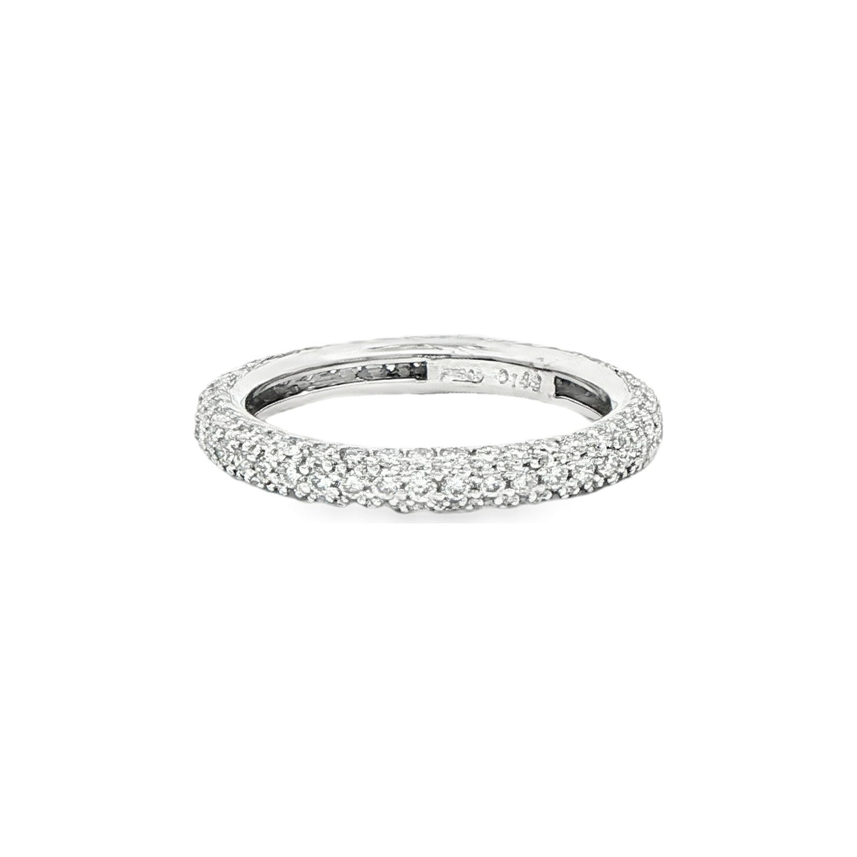 1.49 CT. Round Brilliant Triple Row Pavé Diamond Eternity Band in Platinum view 3