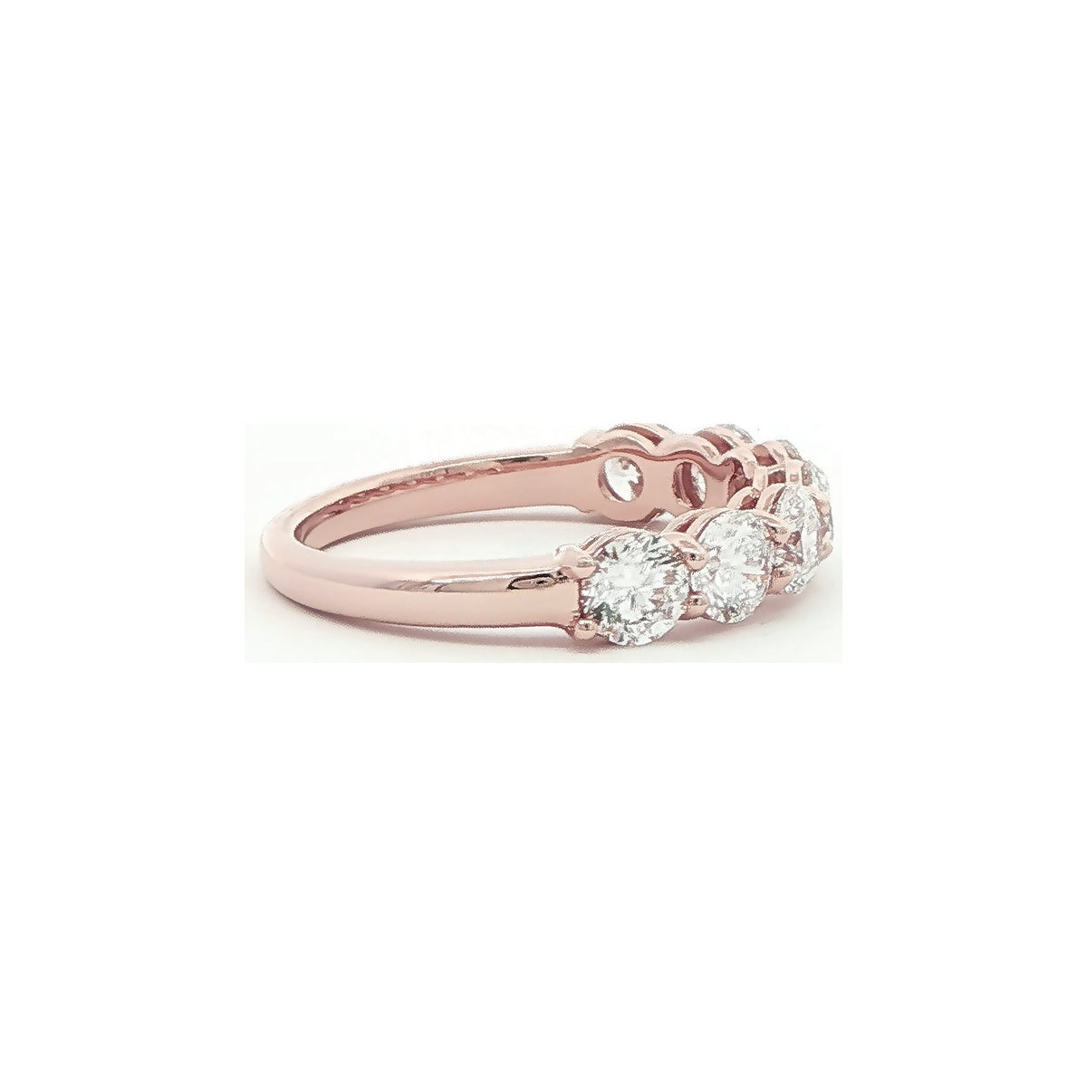 1.62 CT. Seven Round Brilliant Diamond Band in 14K Rose Gold view 2