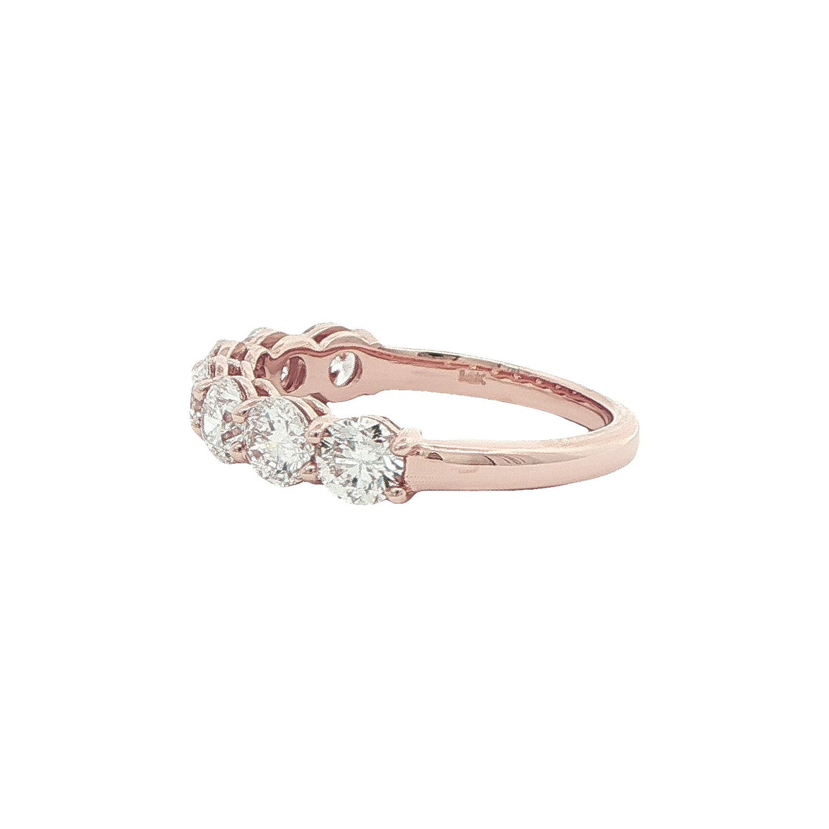 1.62 CT. Seven Round Brilliant Diamond Band in 14K Rose Gold view 3