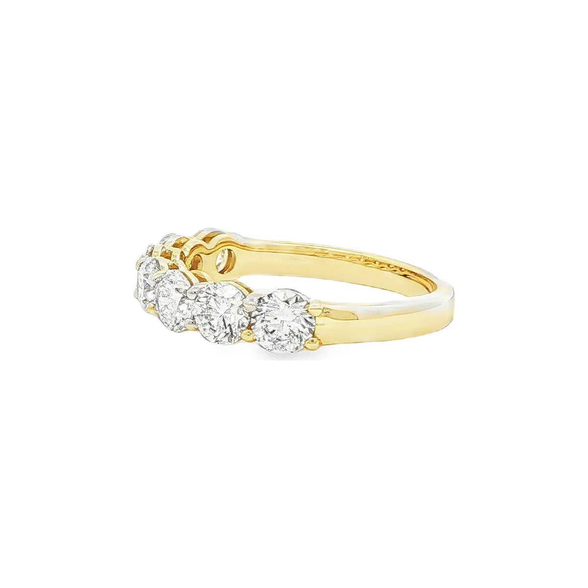 1.63 CT. Seven Round Brilliant Diamond Band in 14K Yellow Gold view 3