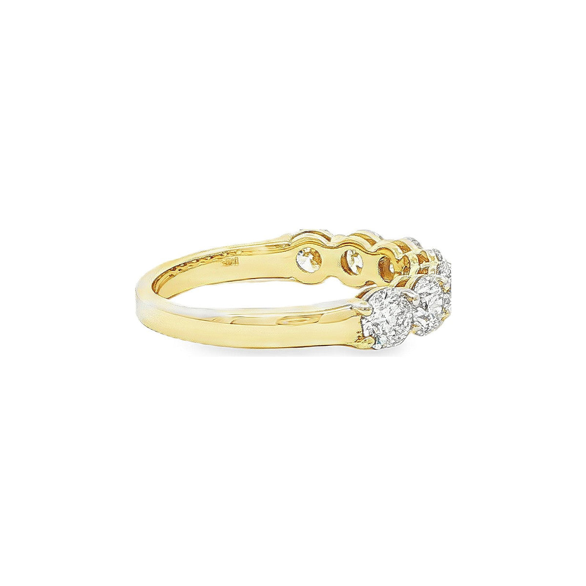 1.63 CT. Seven Round Brilliant Diamond Band in 14K Yellow Gold view 4