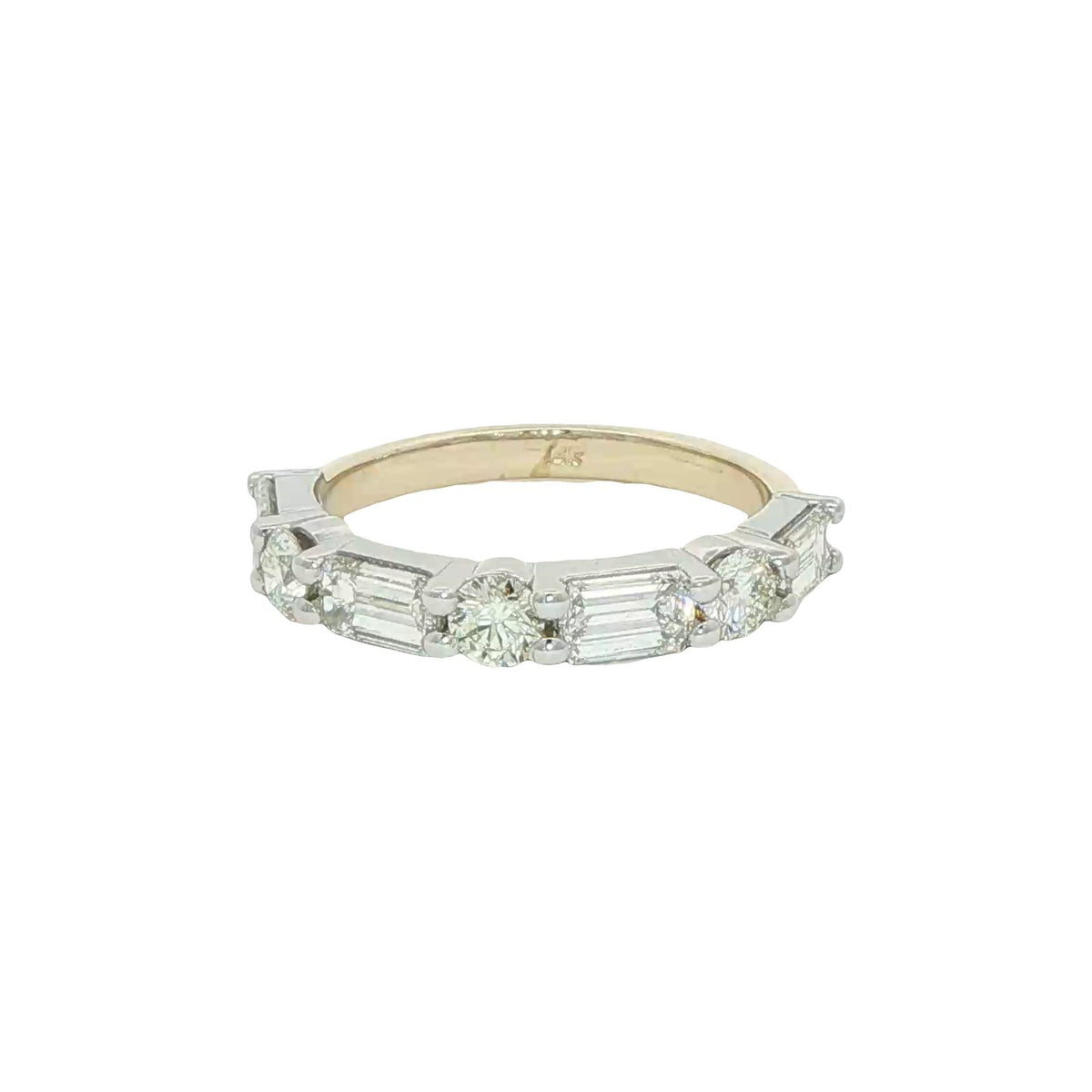 1.72 CT. Round Brilliant and Emerald Cut Diamond Eternity Ring in 14K Yellow Gold