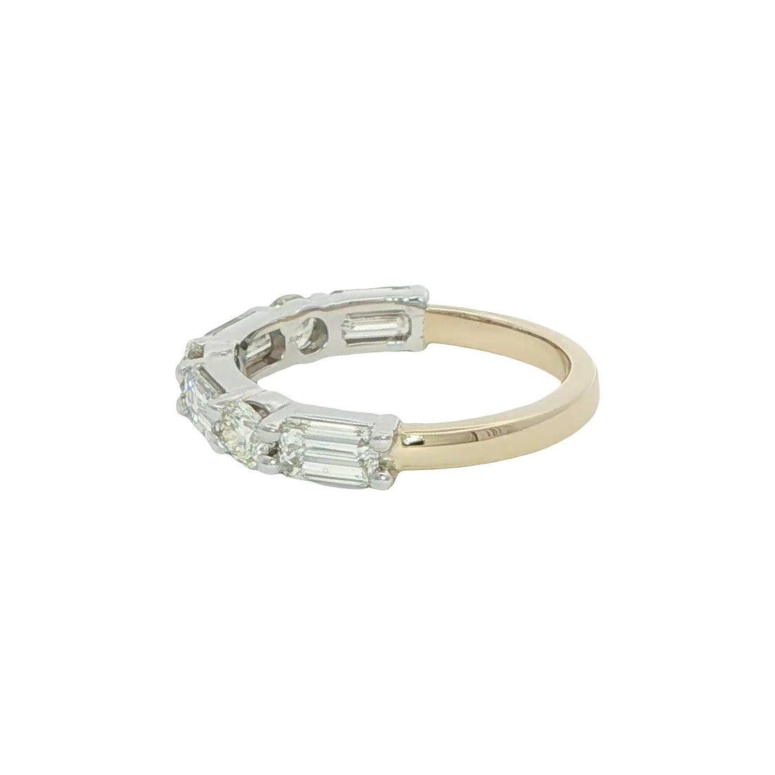 1.72 CT. Round Brilliant and Emerald Cut Diamond Eternity Ring in 14K Yellow Gold view 2