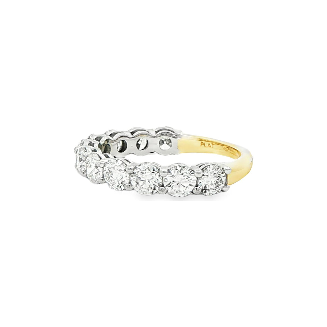 1.87 CT. Eleven Round Brilliant Diamond Band in Platinum and 18K Yellow Gold view 2