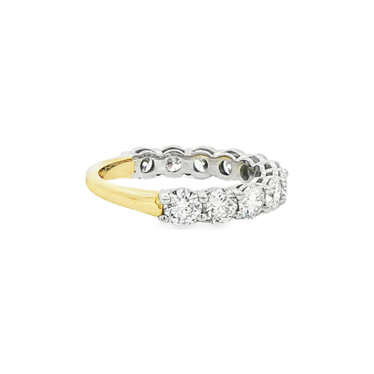 1.87 CT. Eleven Round Brilliant Diamond Band in Platinum and 18K Yellow Gold view 4