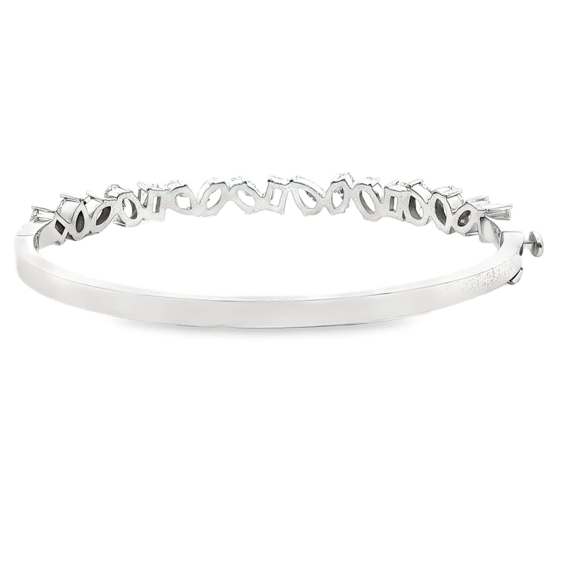 Platinum Bangle Bracelet with Oval Cut Diamonds - BRACELET