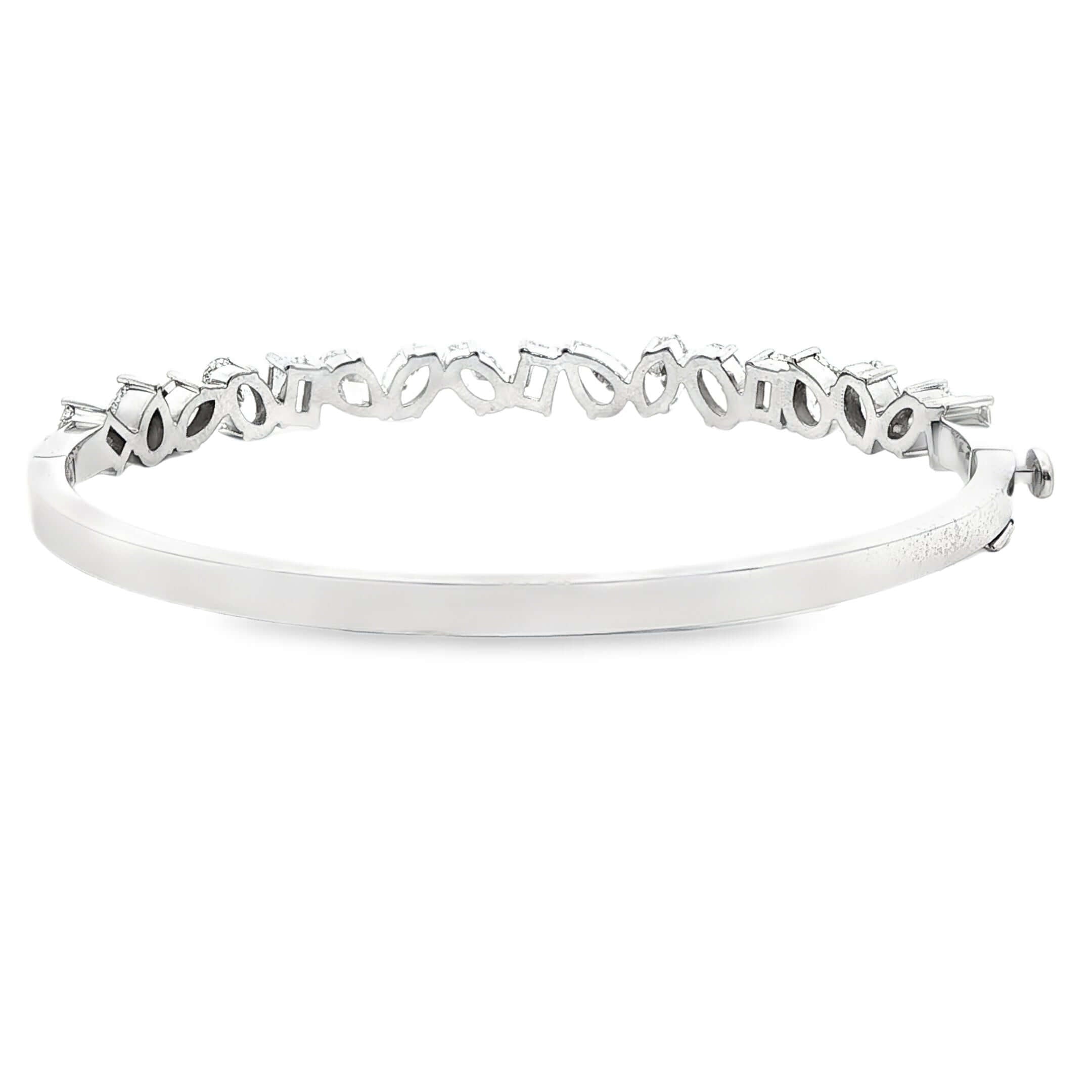 Platinum Bangle Bracelet with Oval Cut Diamonds - BRACELET