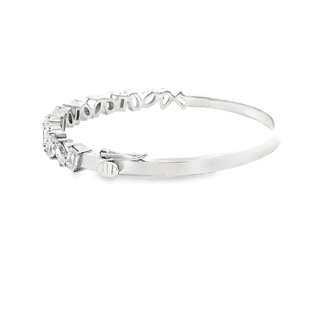 Platinum Bangle Bracelet with Oval Cut Diamonds - BRACELET