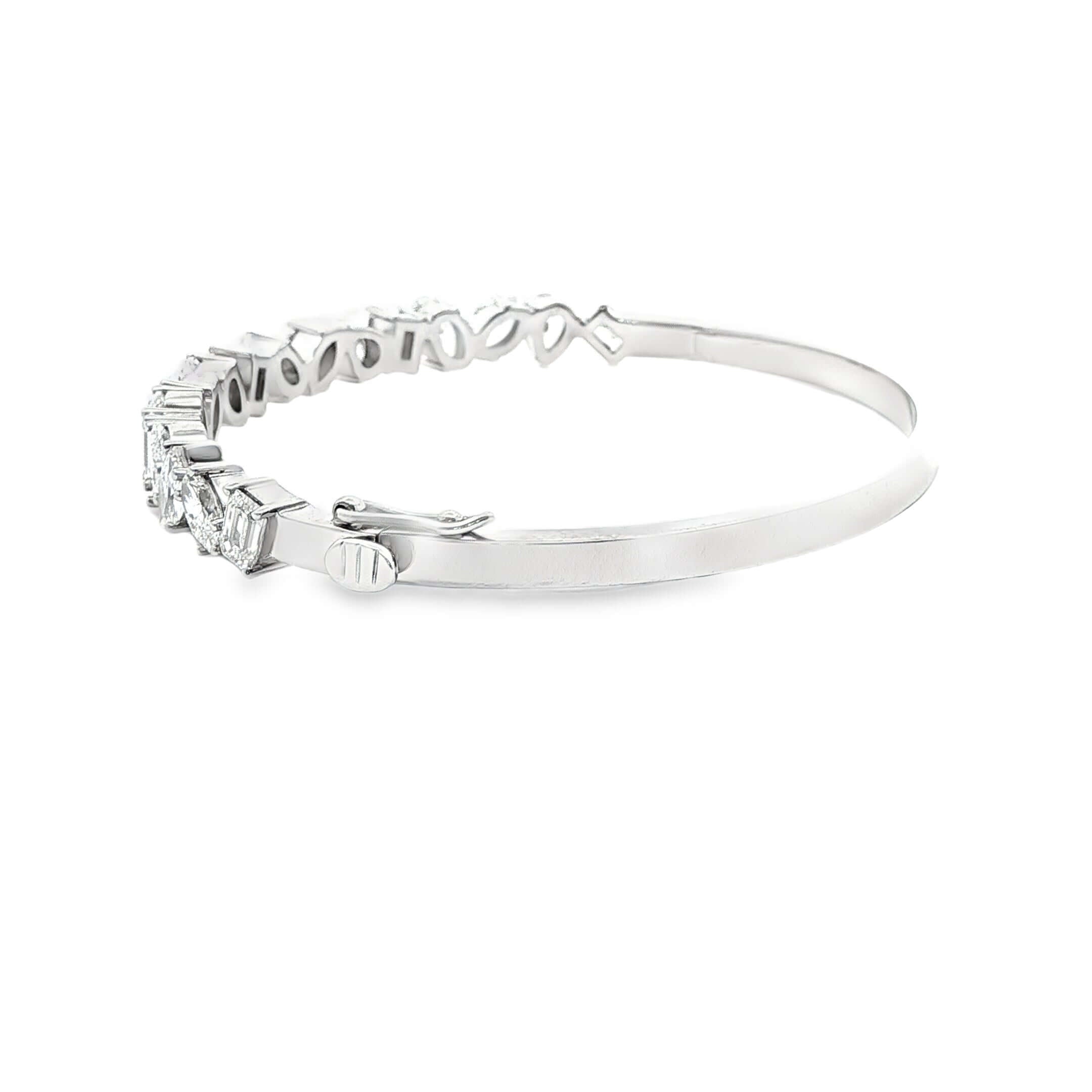 Platinum Bangle Bracelet with Oval Cut Diamonds - BRACELET