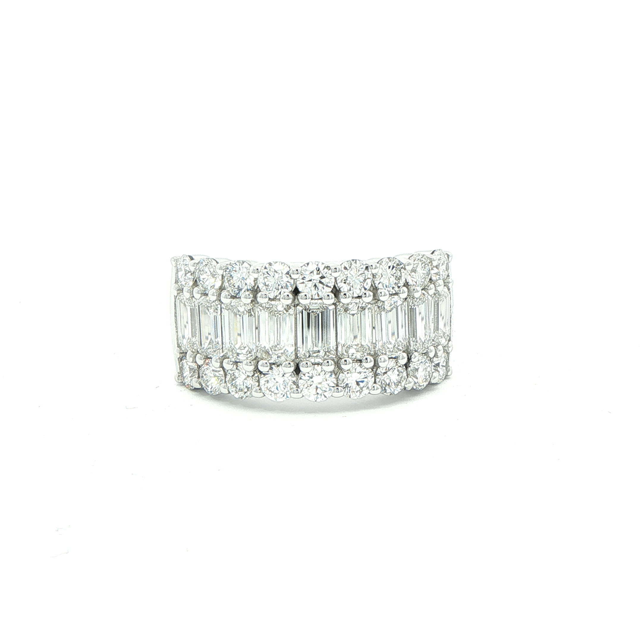 3.25ct. Emerald Cut and Round Brilliant Diamond Band in Platinum - RING