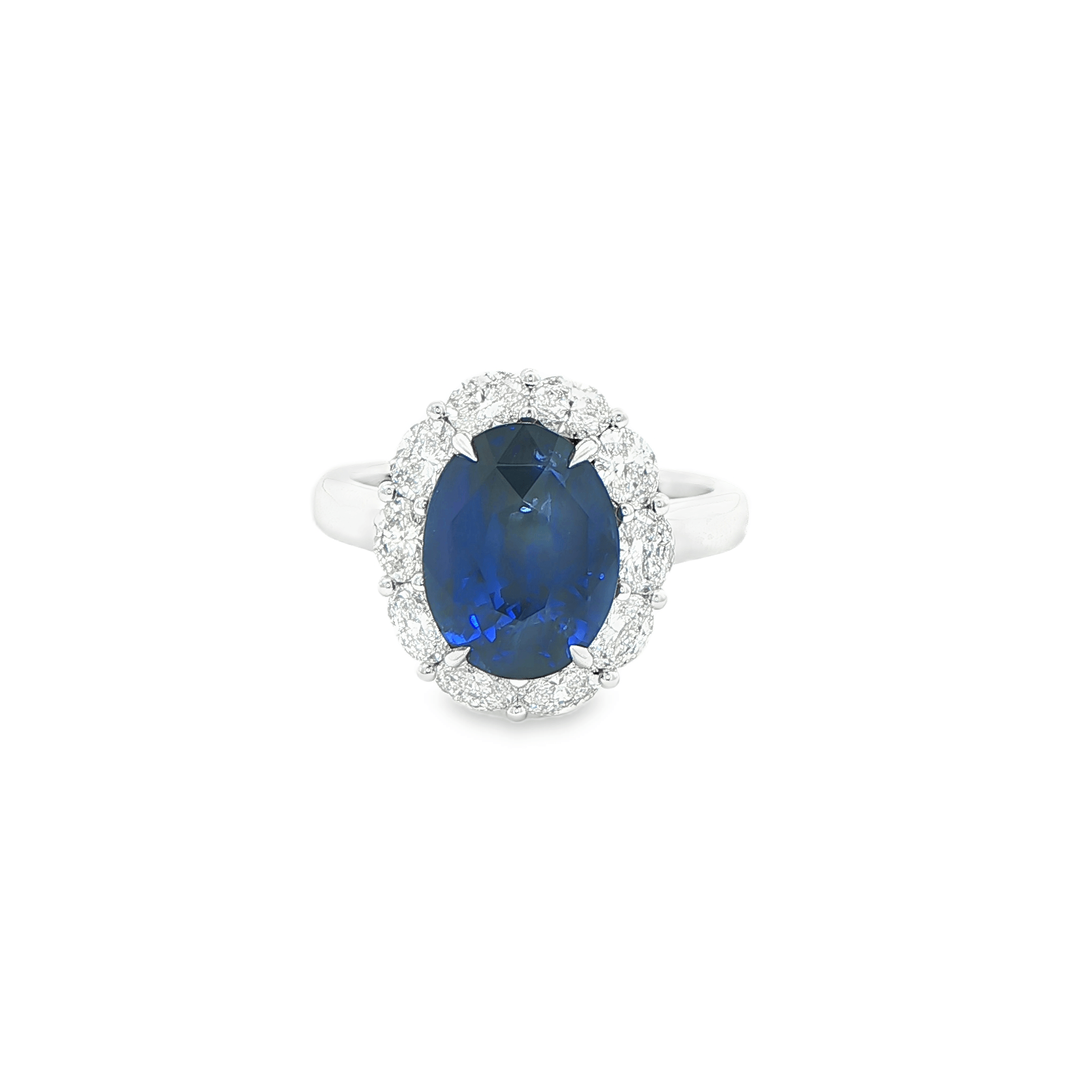 6.21ct GIA Certified Oval-Cut Blue Sapphire and Oval-Cut Diamond Ring in Platinum - RING