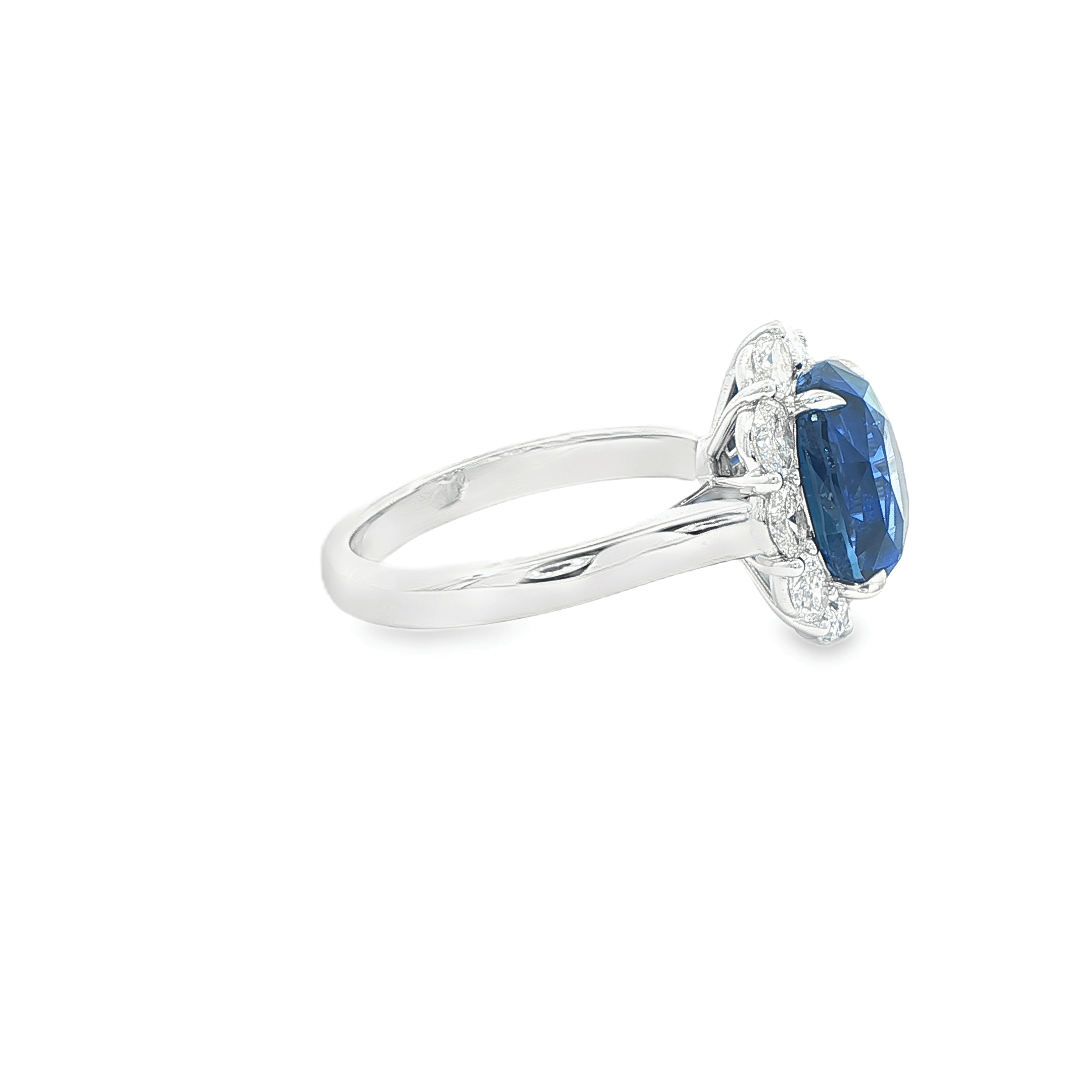 6.21ct GIA Certified Oval-Cut Blue Sapphire and Oval-Cut Diamond Ring in Platinum - RING