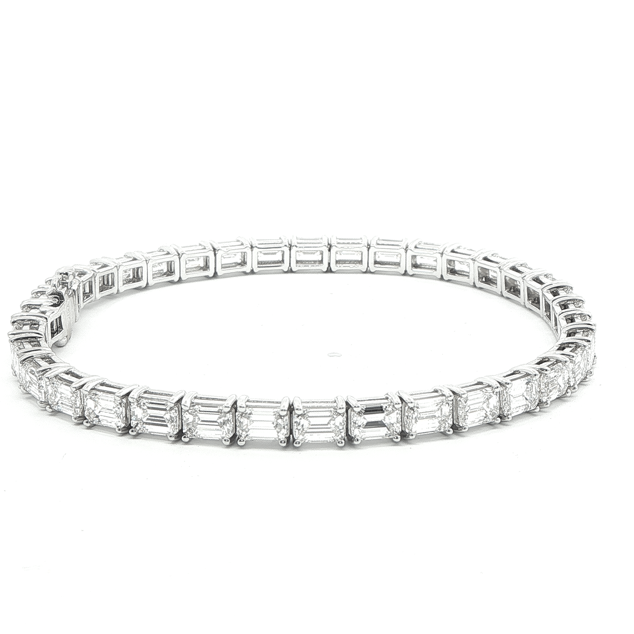 GIA Certified 11.50CTW Emerald-Cut Diamond Tennis Bracelet in 14K White Gold - BRACELET