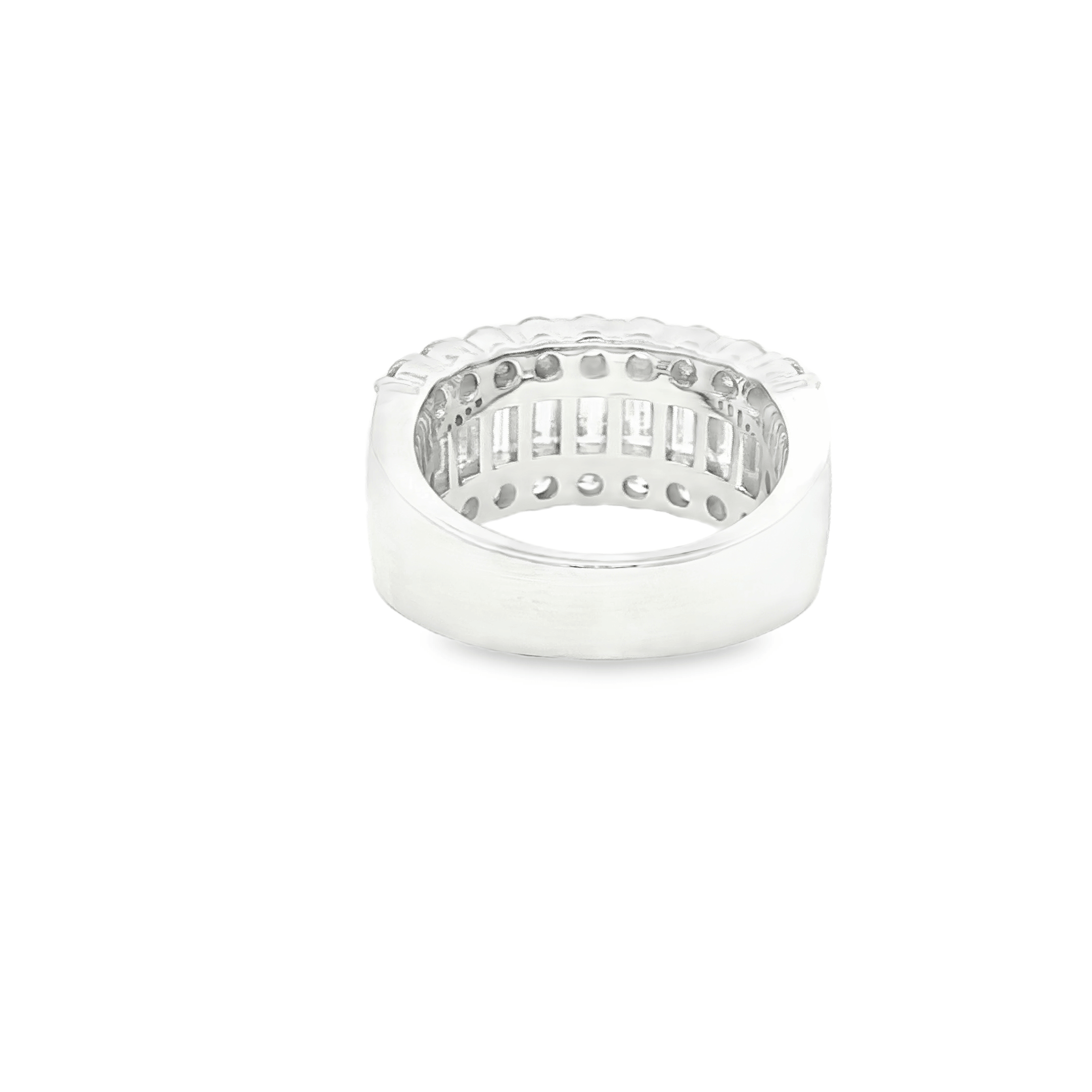 3.25ct. Emerald Cut and Round Brilliant Diamond Band in Platinum - RING