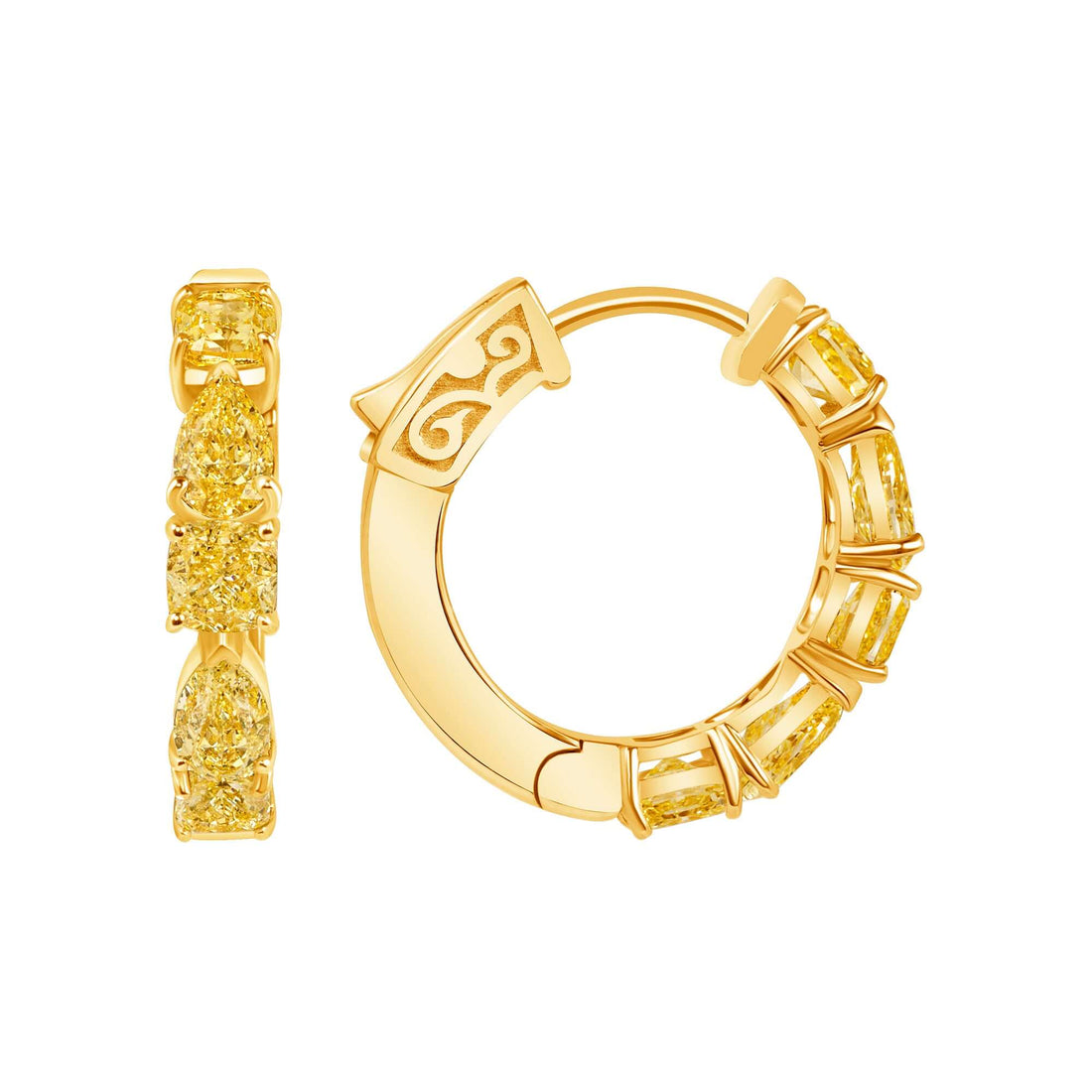 3.10 CT. Fancy Yellow Mixed Cut Diamond Hoop Earrings - HOOP EARRING
