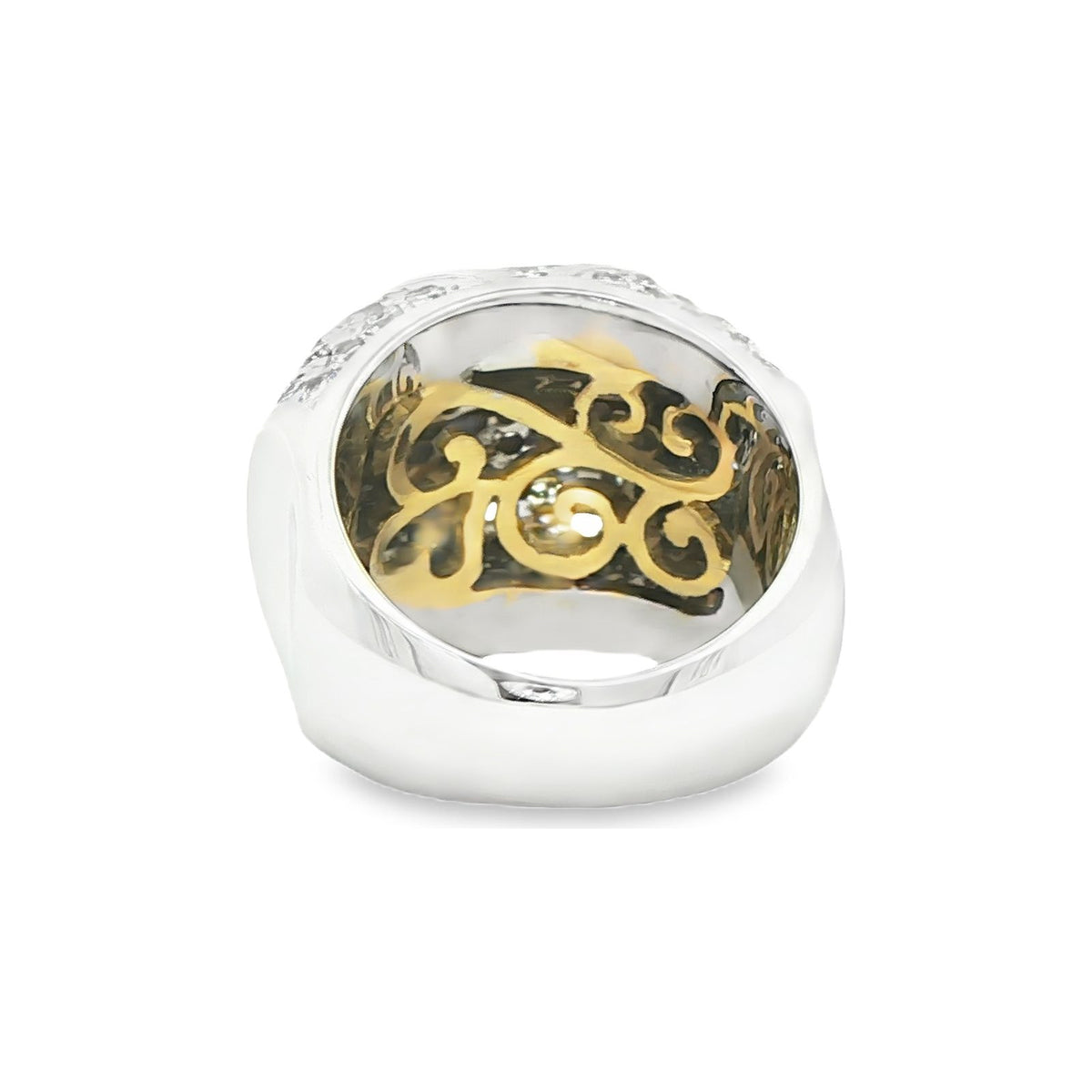 2.36 CT. Round Brilliant Pavé Diamond Cocktail Ring in 18K White Gold view 3