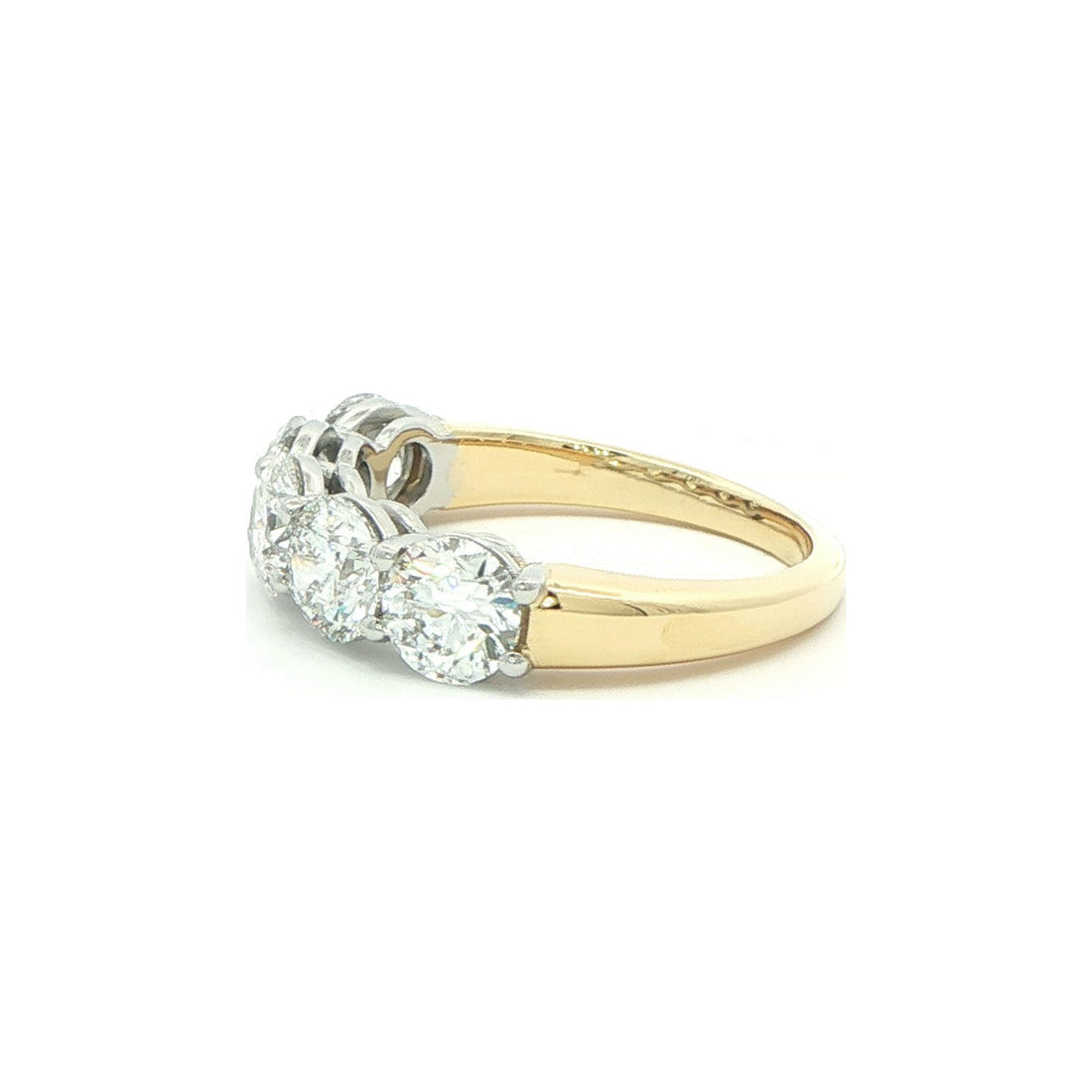 2.56 CT. Five Round Brilliant Diamond Band in Platinum and 18K Yellow Gold view 2