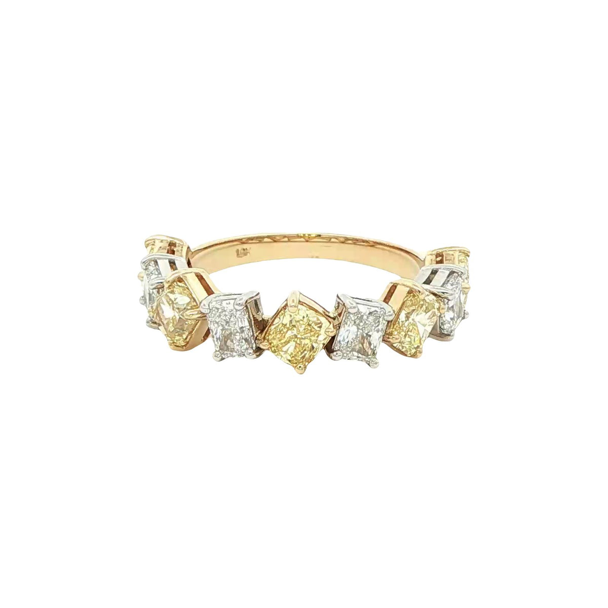 2.73 CT. Fancy Yellow and White Diamond Alternating Band in 18K Yellow Gold and Platinum