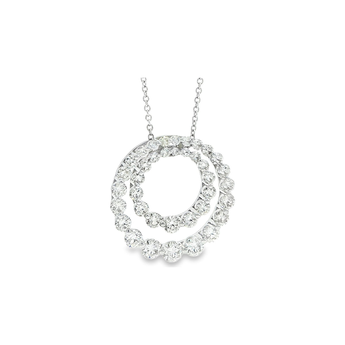 2.88 CT. Round Brilliant Diamond Double Circle Pendant in 14K White Gold view 2