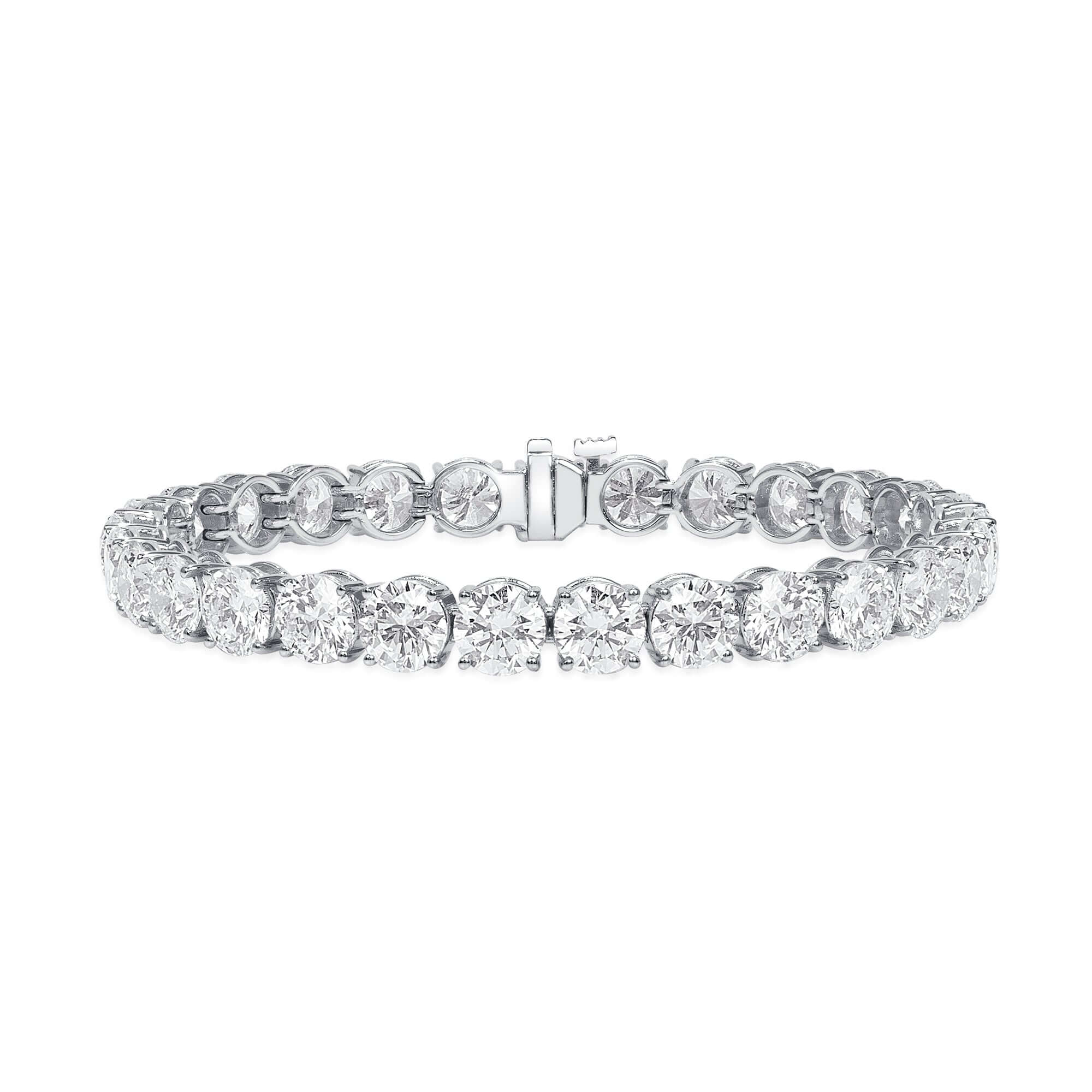 14.17 CT. Round Brilliant Diamond Tennis Bracelet in 14K White Gold - Tennis Bracelet