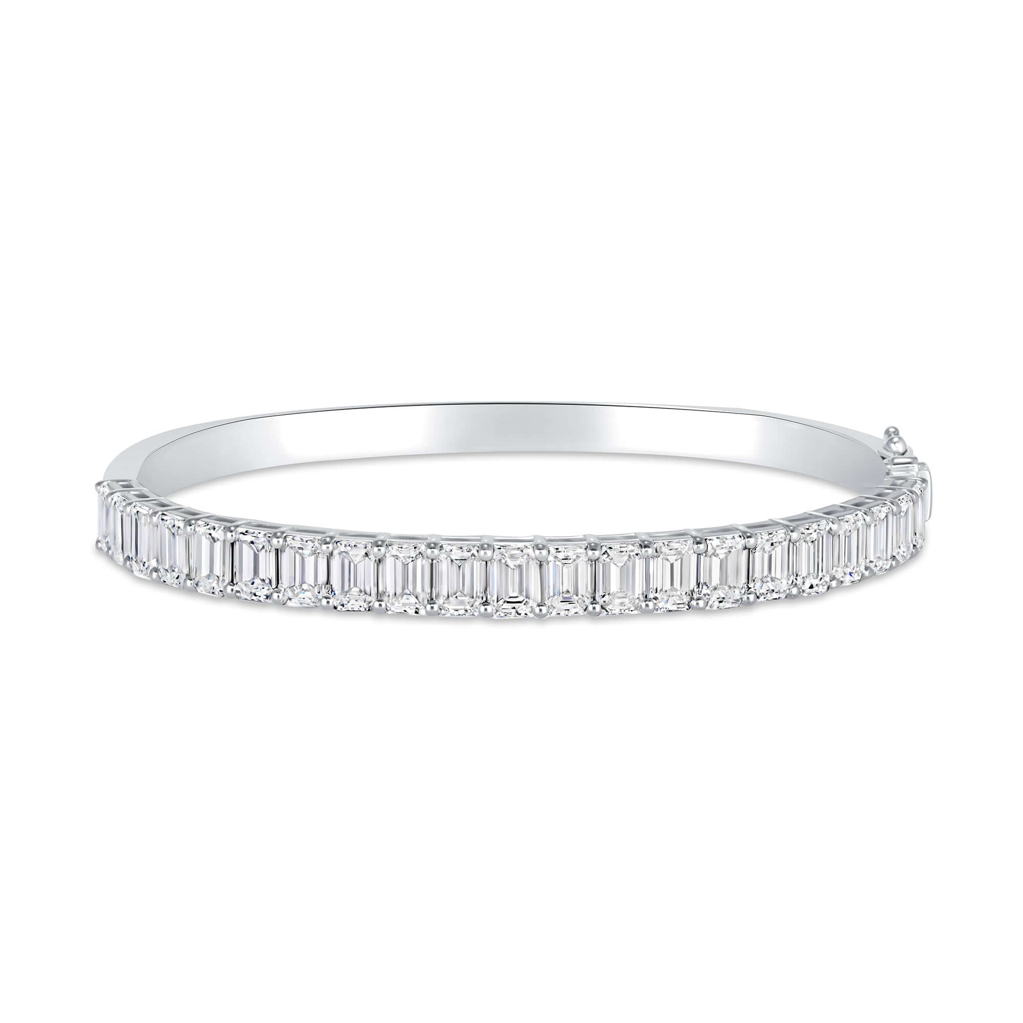 8.48 CT. Emerald Cut Diamond Bangle in 14K White Gold - BANGLE