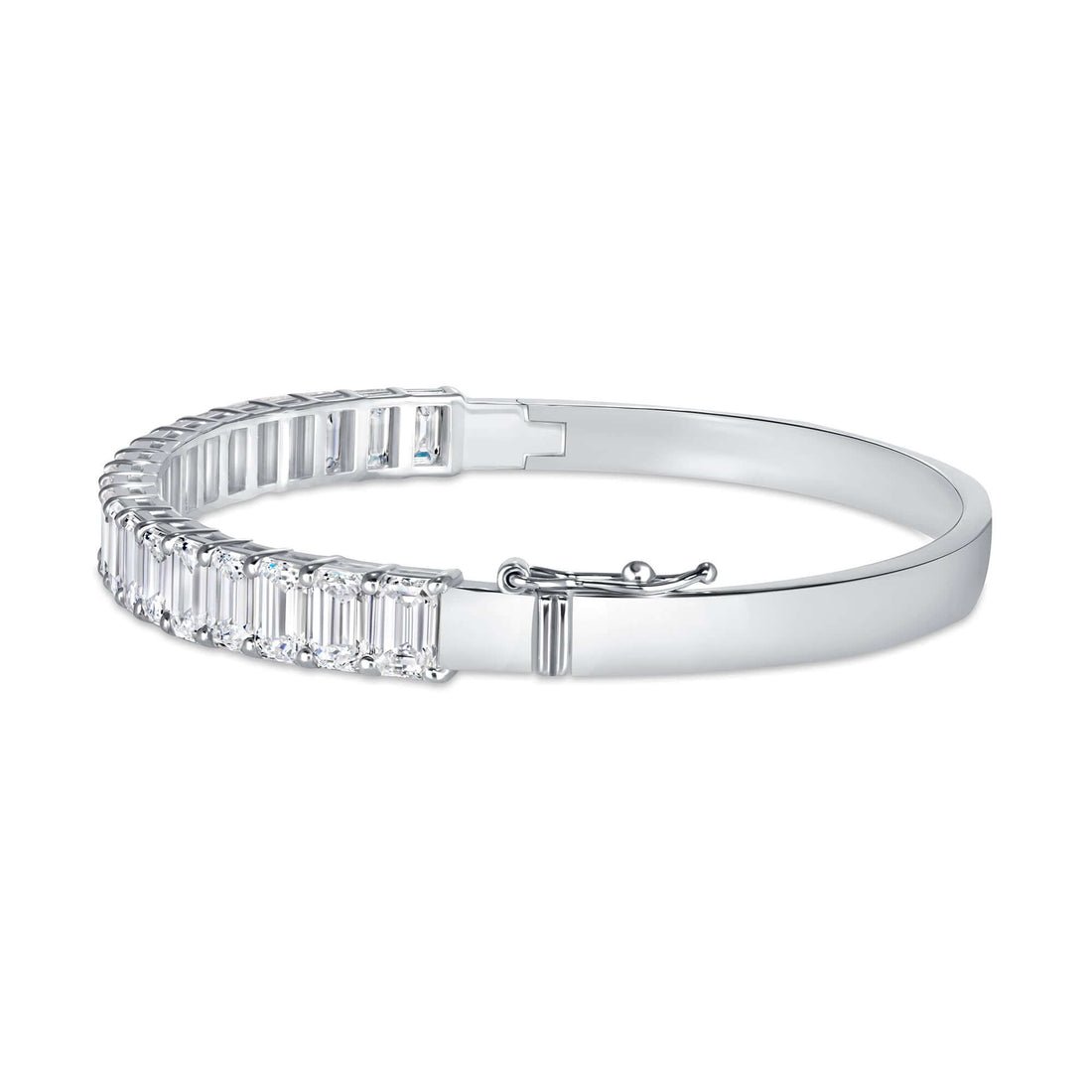 8.48 CT. Emerald Cut Diamond Bangle in 14K White Gold - BANGLE