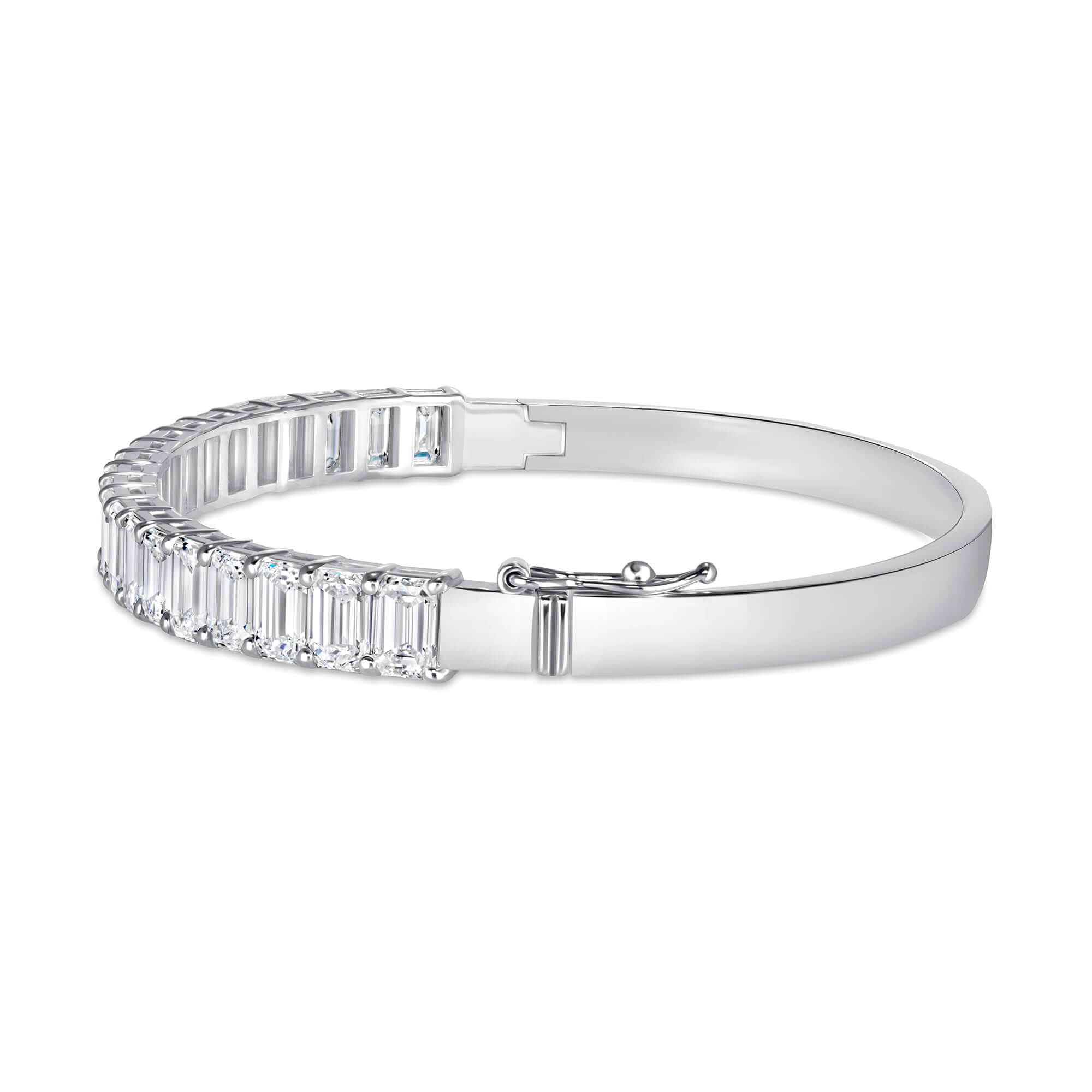 8.48 CT. Emerald Cut Diamond Bangle in 14K White Gold - BANGLE