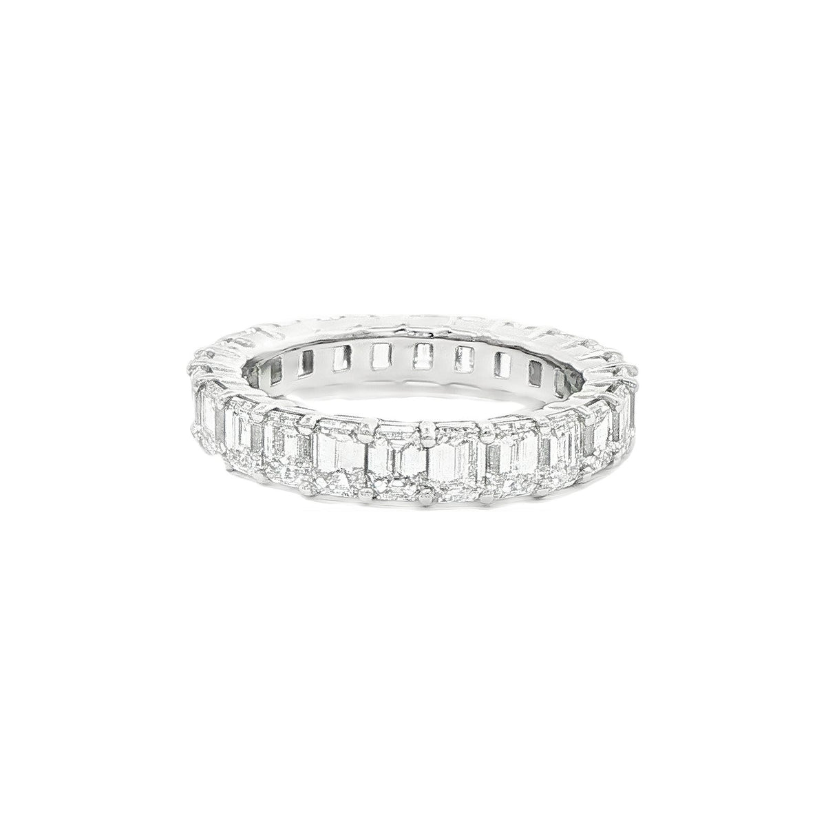 3.96 CT. Emerald Cut Diamond Eternity Band in Platinum view 3