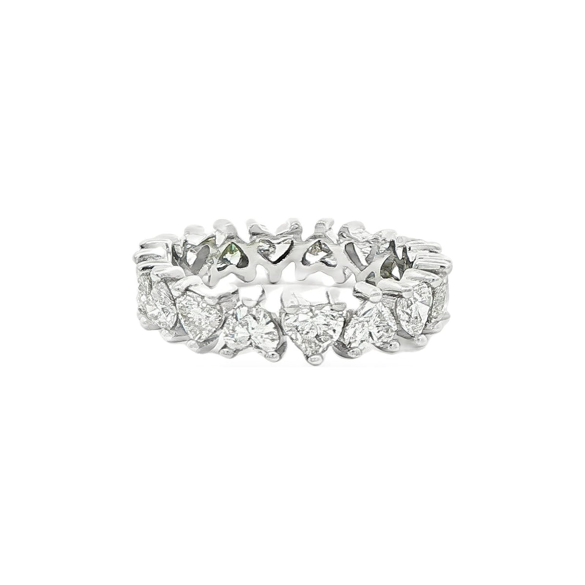 4.02 CT. Heart Shape Brilliant Diamond Eternity Band in Platinum view 2