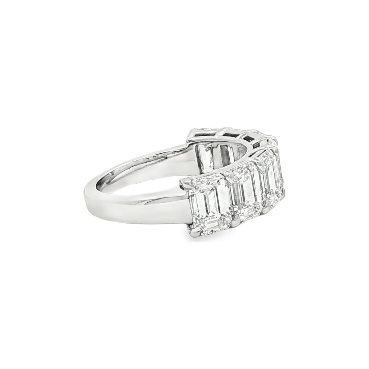 4.92 CT. Seven GIA Certified Emerald Cut Diamond Half Eternity Ring in Platinum view 4