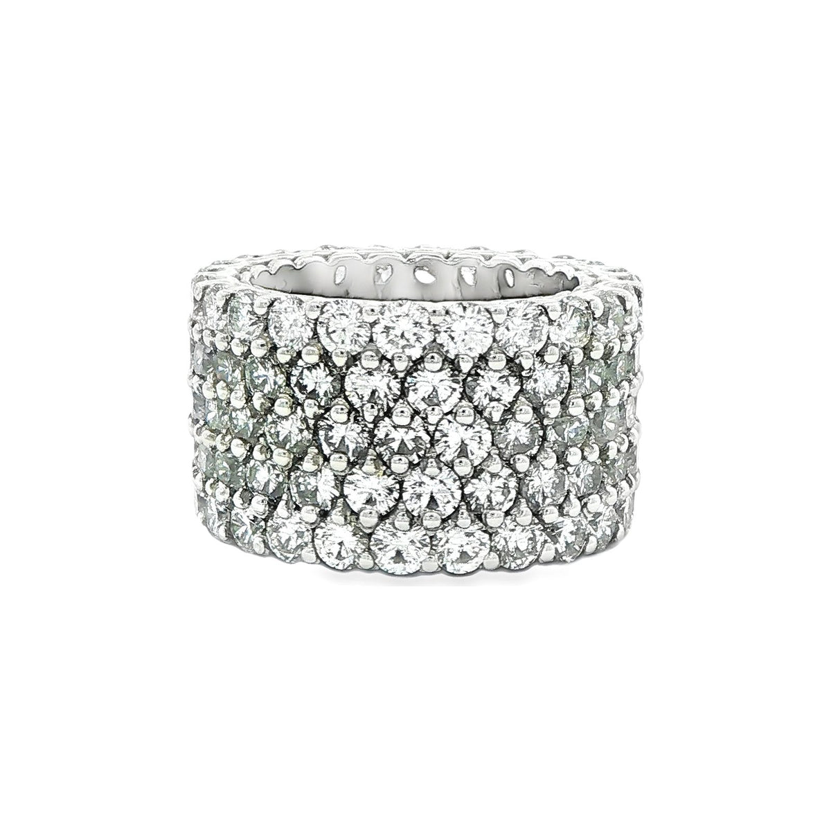 9.81 CT. Wide Pavé Round Brilliant Diamond Eternity Band in Platinum view 2