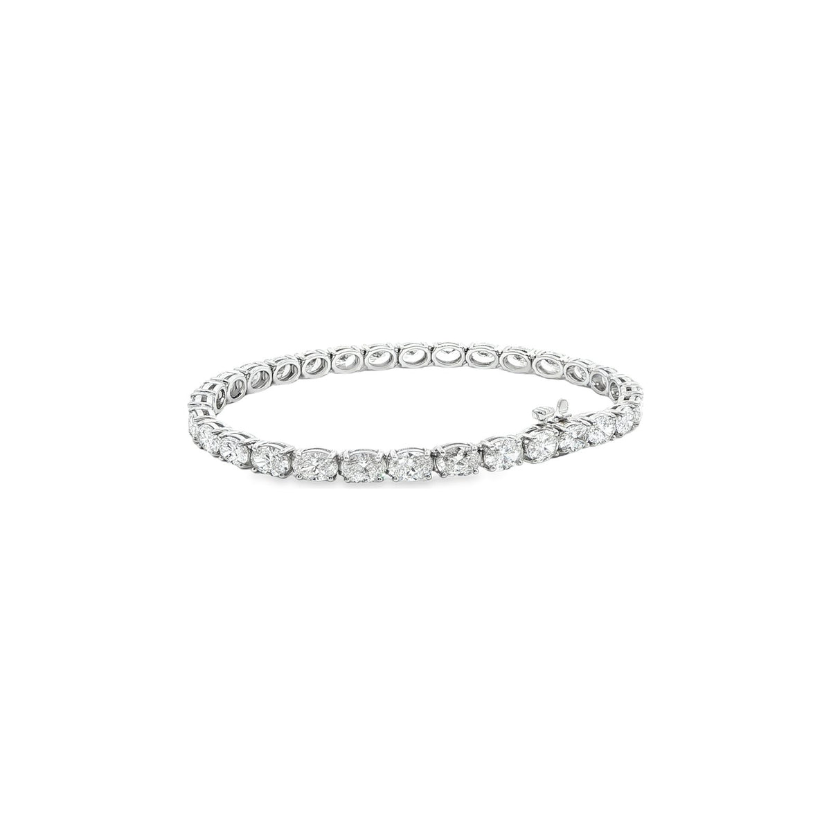 9.90 CT. GIA Certified Oval Cut Diamond Tennis Bracelet in 14K White Gold view 2