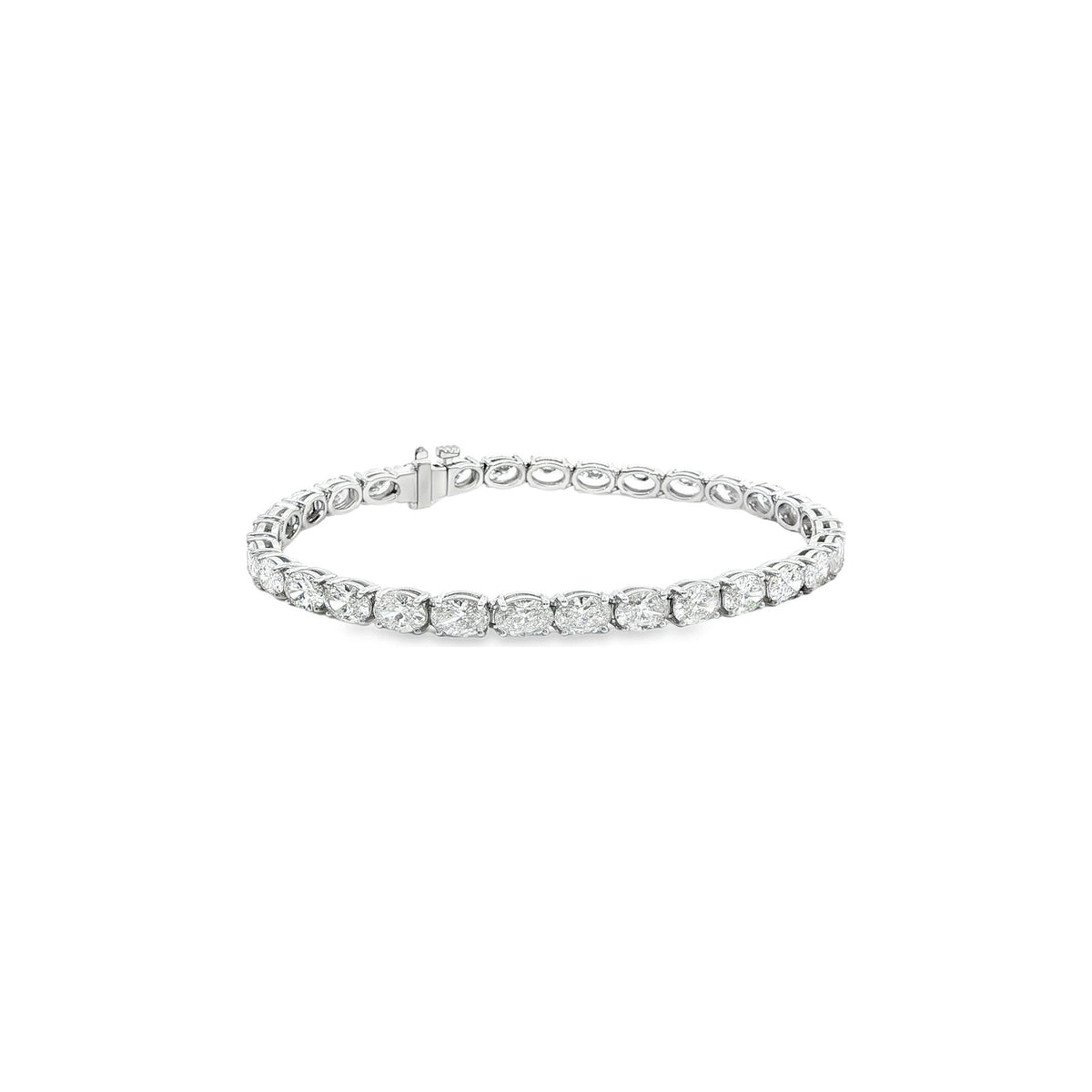 9.90 CT. GIA Certified Oval Cut Diamond Tennis Bracelet in 14K White Gold view 3