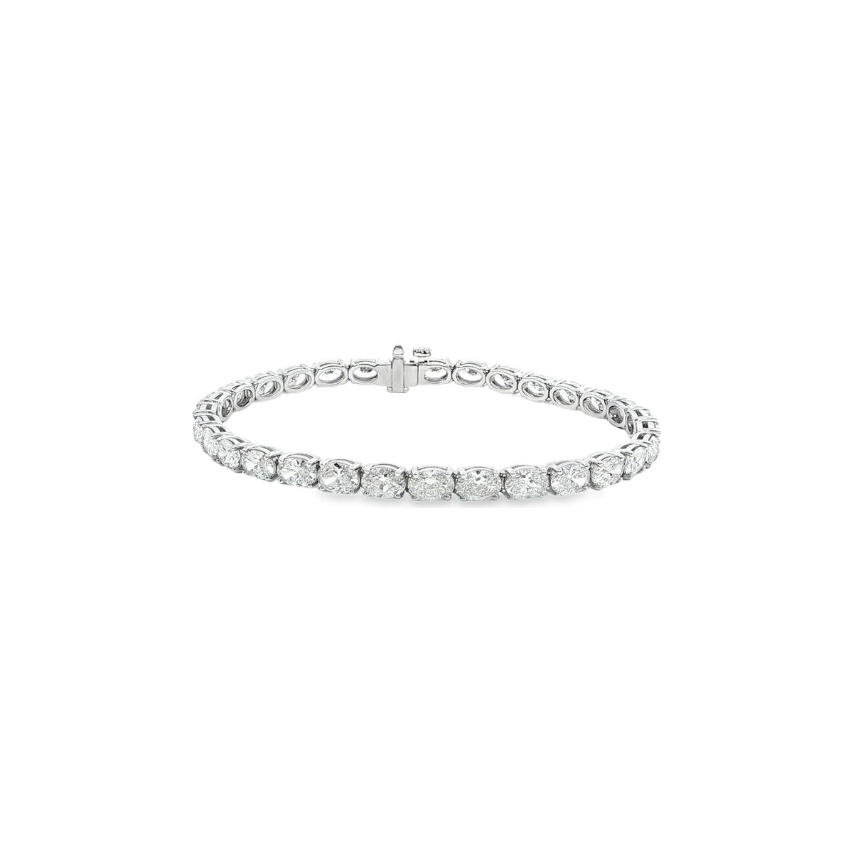 9.90 CT. GIA Certified Oval Cut Diamond Tennis Bracelet in 14K White Gold view 4
