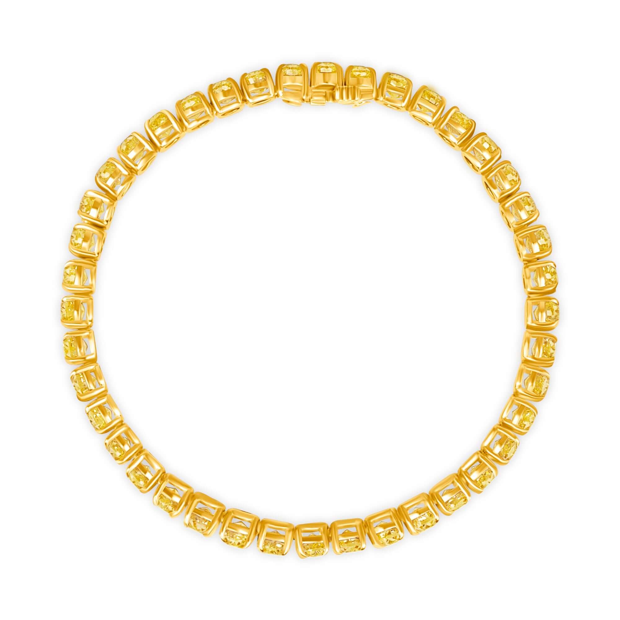 23.08 CT. Oval Cut Fancy Yellow Diamond Tennis Bracelet - Tennis Bracelet