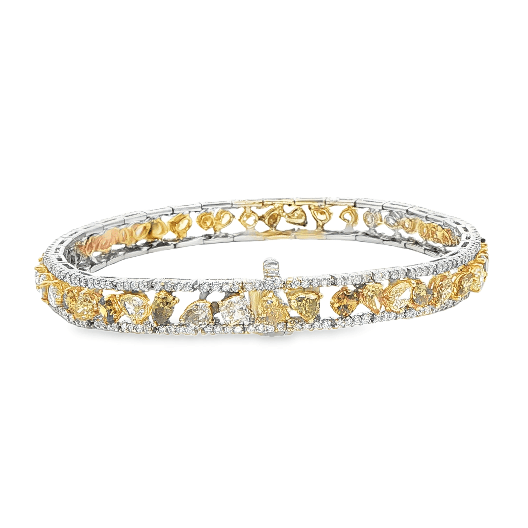 8.00ct Fancy Color Diamond Bracelet in 18K White and Yellow Gold - BRACELET