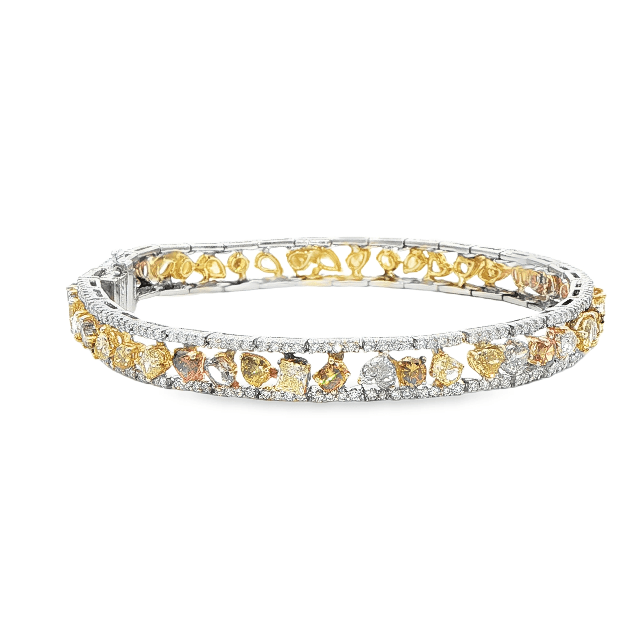 8.00ct Fancy Color Diamond Bracelet in 18K White and Yellow Gold - BRACELET