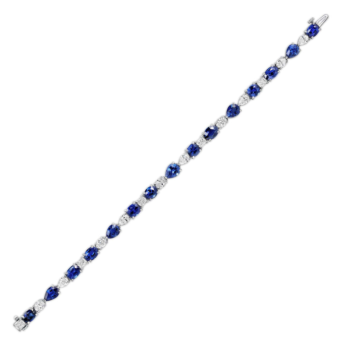 18.99 CT. Alternating Mixed Cut Sapphire & Diamond Tennis Bracelet in 14K White Gold - Tennis Bracelet