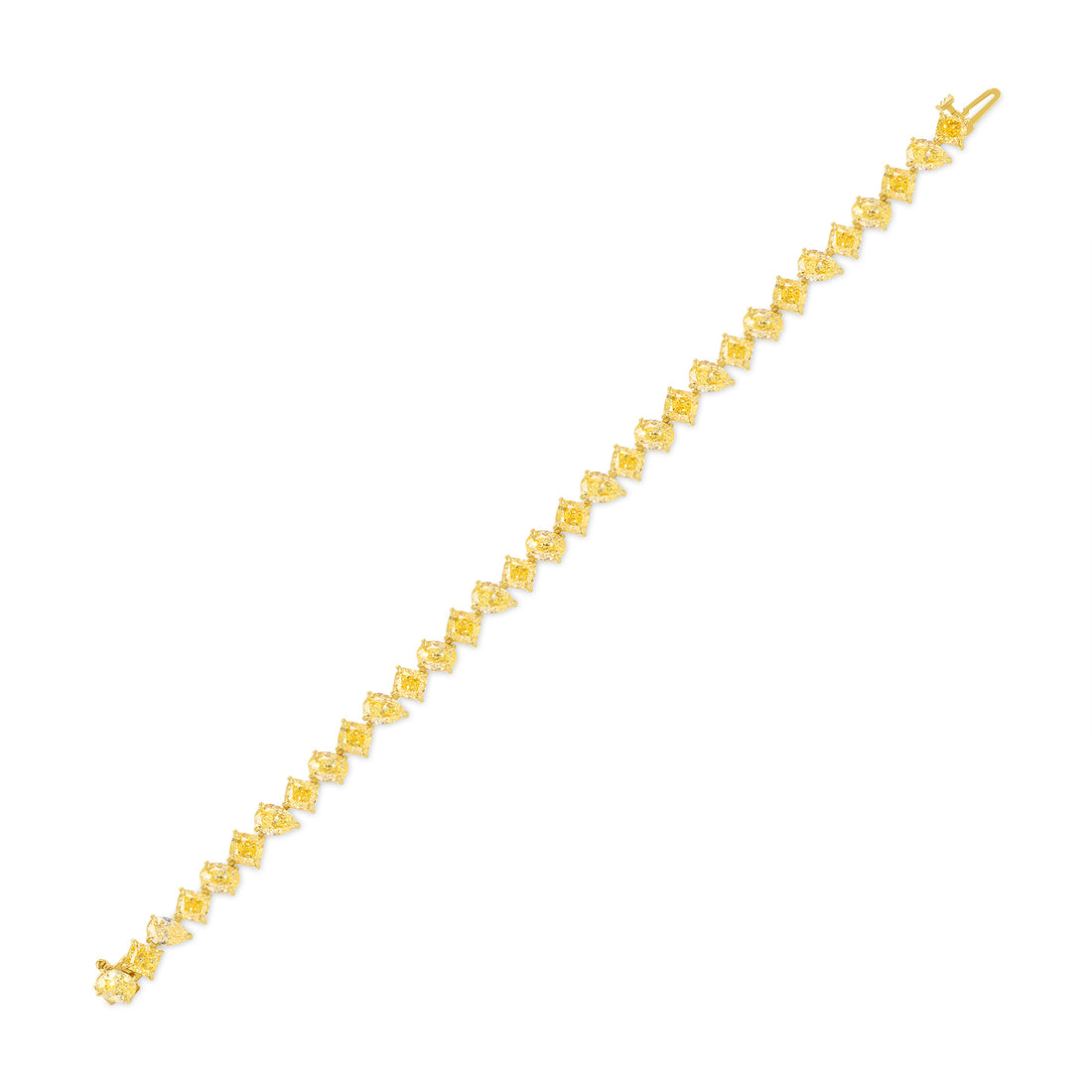 17.78 CT. Mixed Cut Fancy Yellow Diamond Tennis Bracelet in 18K Yellow Gold