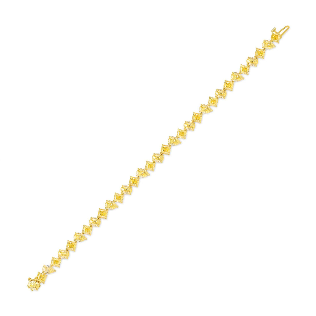 17.78 CT. Mixed Cut Fancy Yellow Diamond Tennis Bracelet in 18K Yellow Gold - Tennis Bracelet