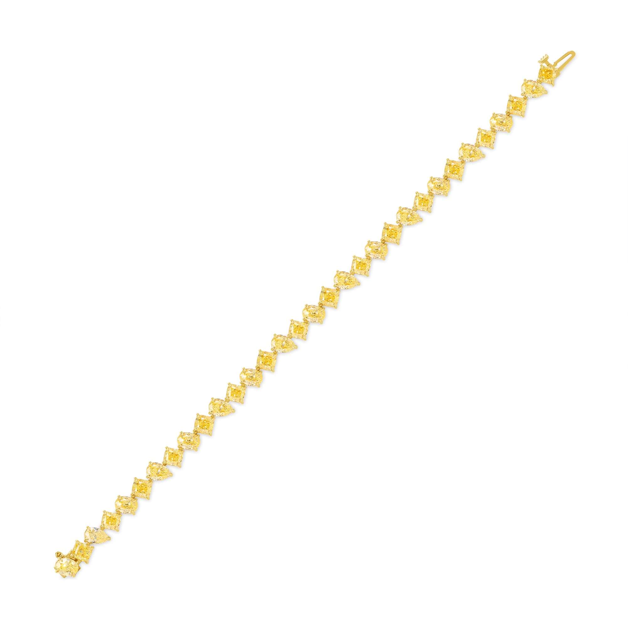 17.78 CT. Mixed Cut Fancy Yellow Diamond Tennis Bracelet in 18K Yellow Gold - Tennis Bracelet